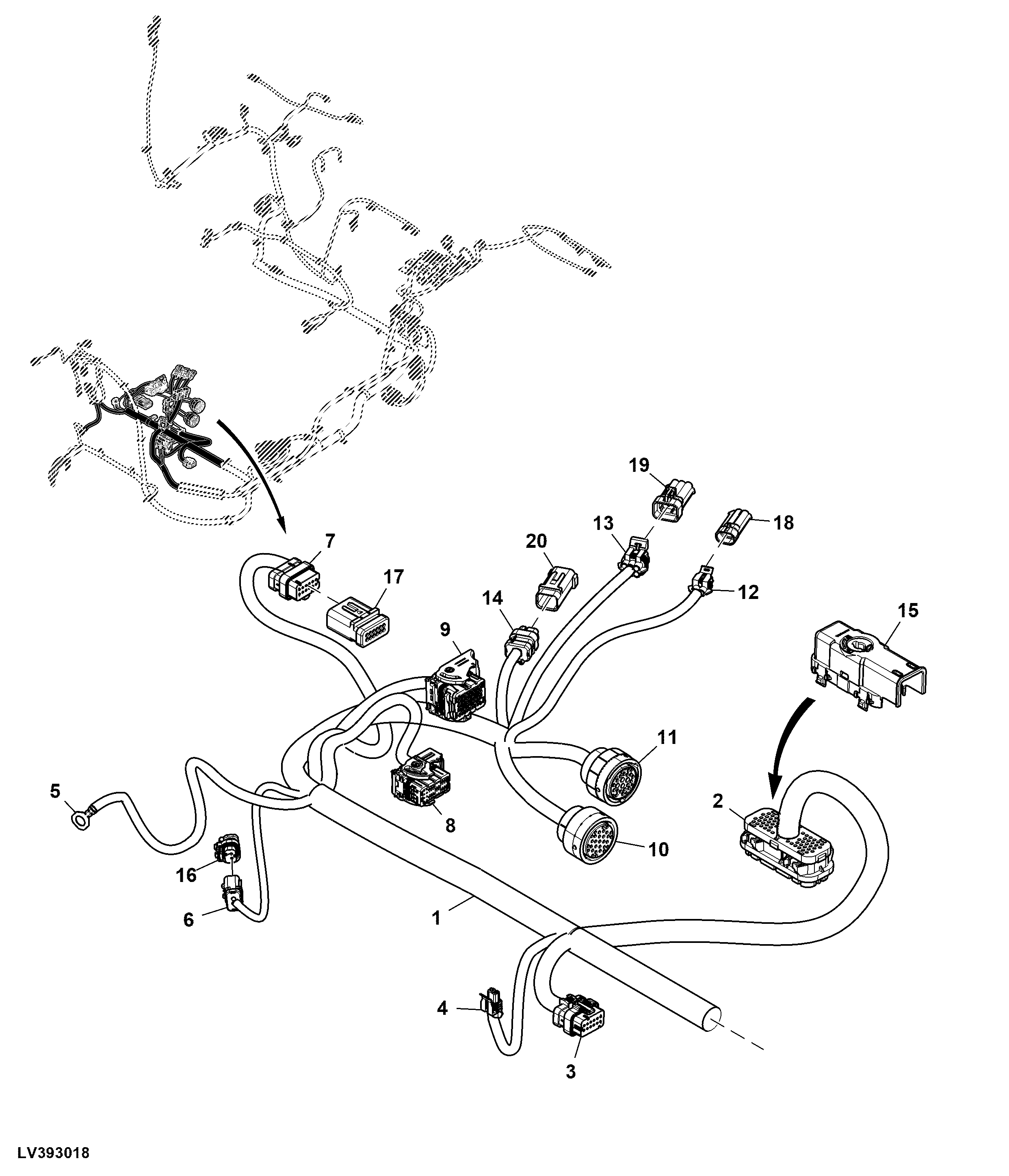 Cab Wiring Harness, Powershift™ Transmission, CommandARM™ (4/9)