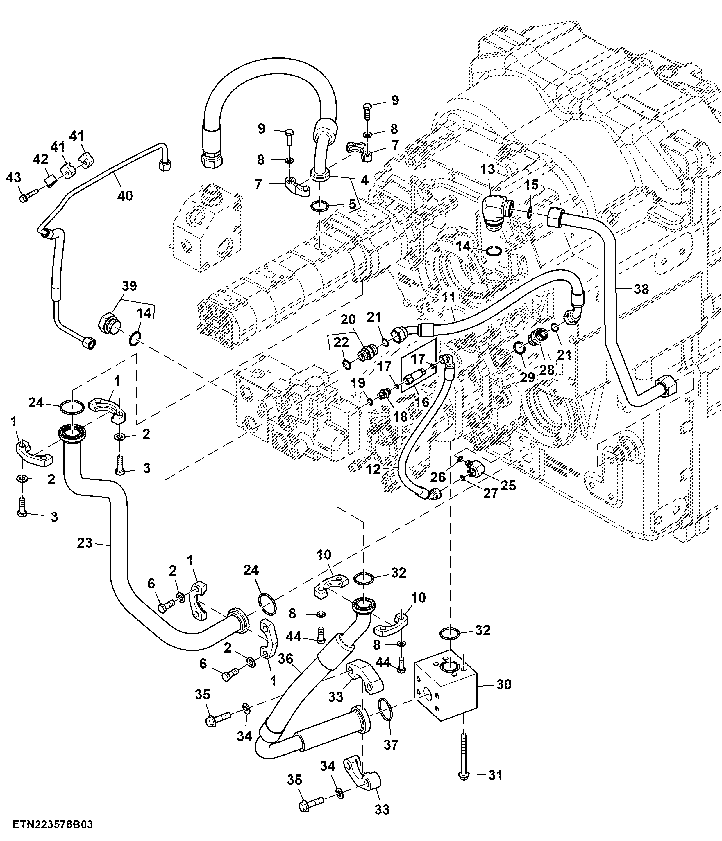 Hydraulic Lines, High Flow, Double Reduction Axle (For Scraper) (3/3) (807784 - )