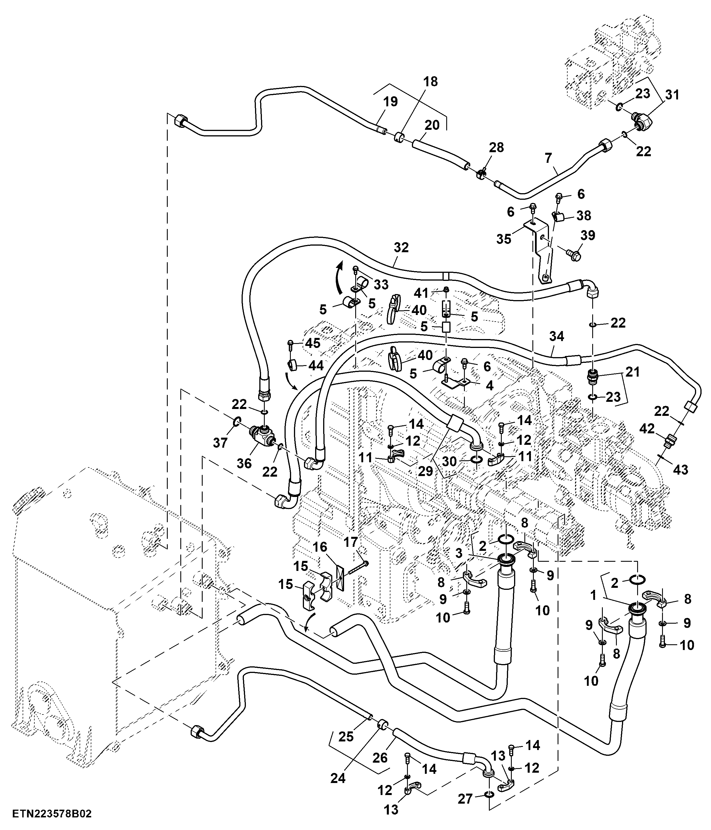 Hydraulic Lines, High Flow, Double Reduction Axle (For Scraper) (2/3) (807784 - )