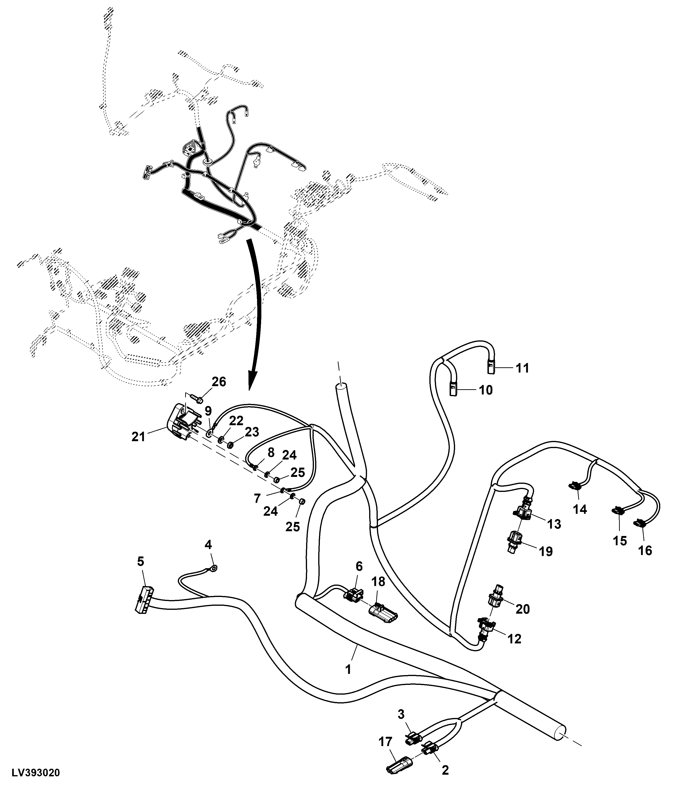 Cab Wiring Harness, Powershift™ Transmission, CommandARM™ (6/9)