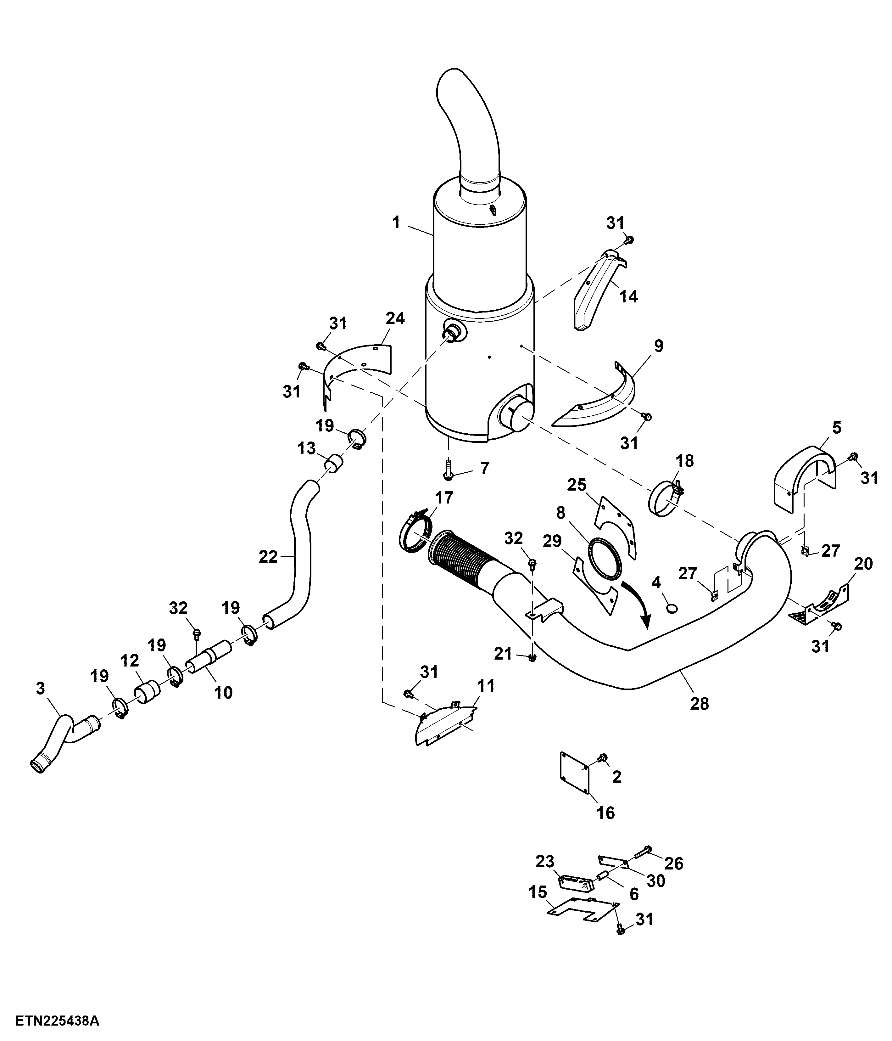 Exhaust Pipe, 13.5 L Engine, T3 Engine (809010 - )