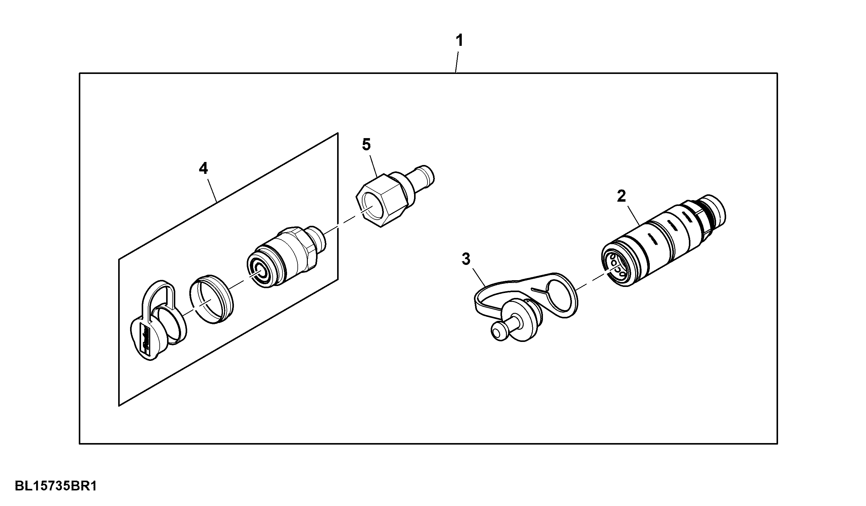 Breakaway Coupler, Oil Return Coupler, Size 12.5, W/ Quick Coupler Socket, Attachment