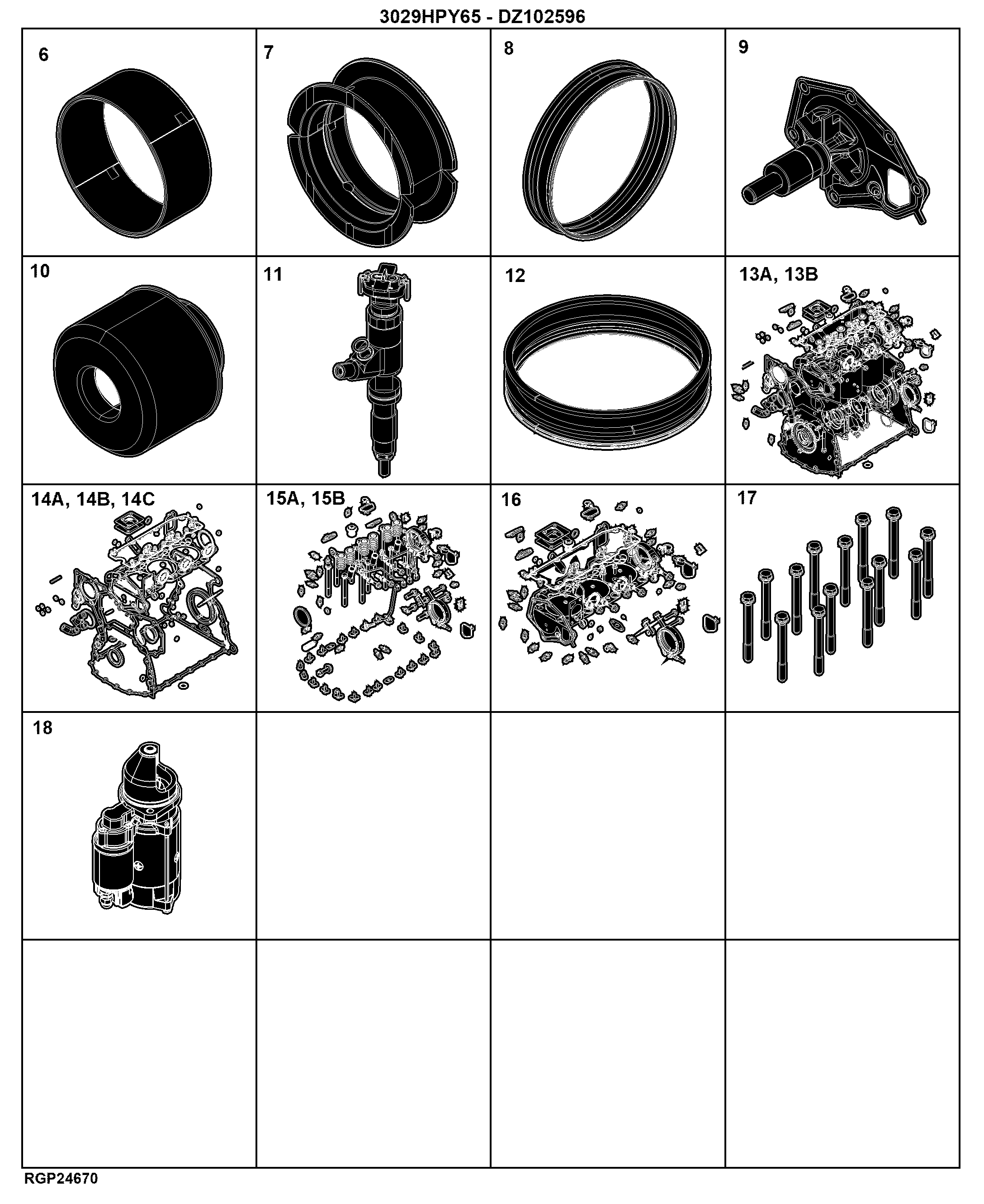 22 Engine W/Front PTO 3029HPY65-DZ102596 Metric (000200 - )