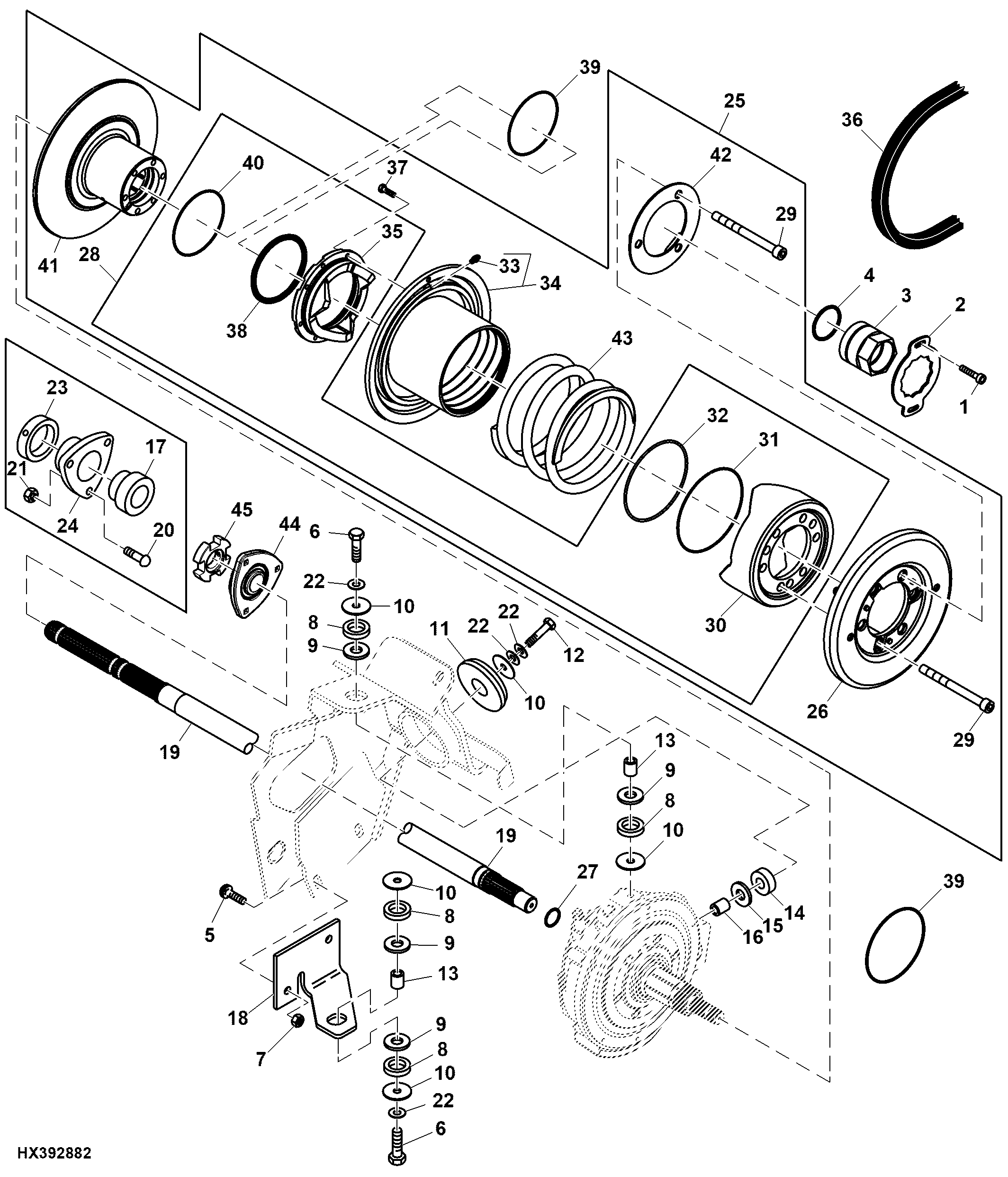 Front Drive Shaft, Sheave And Mountings (High Torque Variable Drive) ( - 735100)