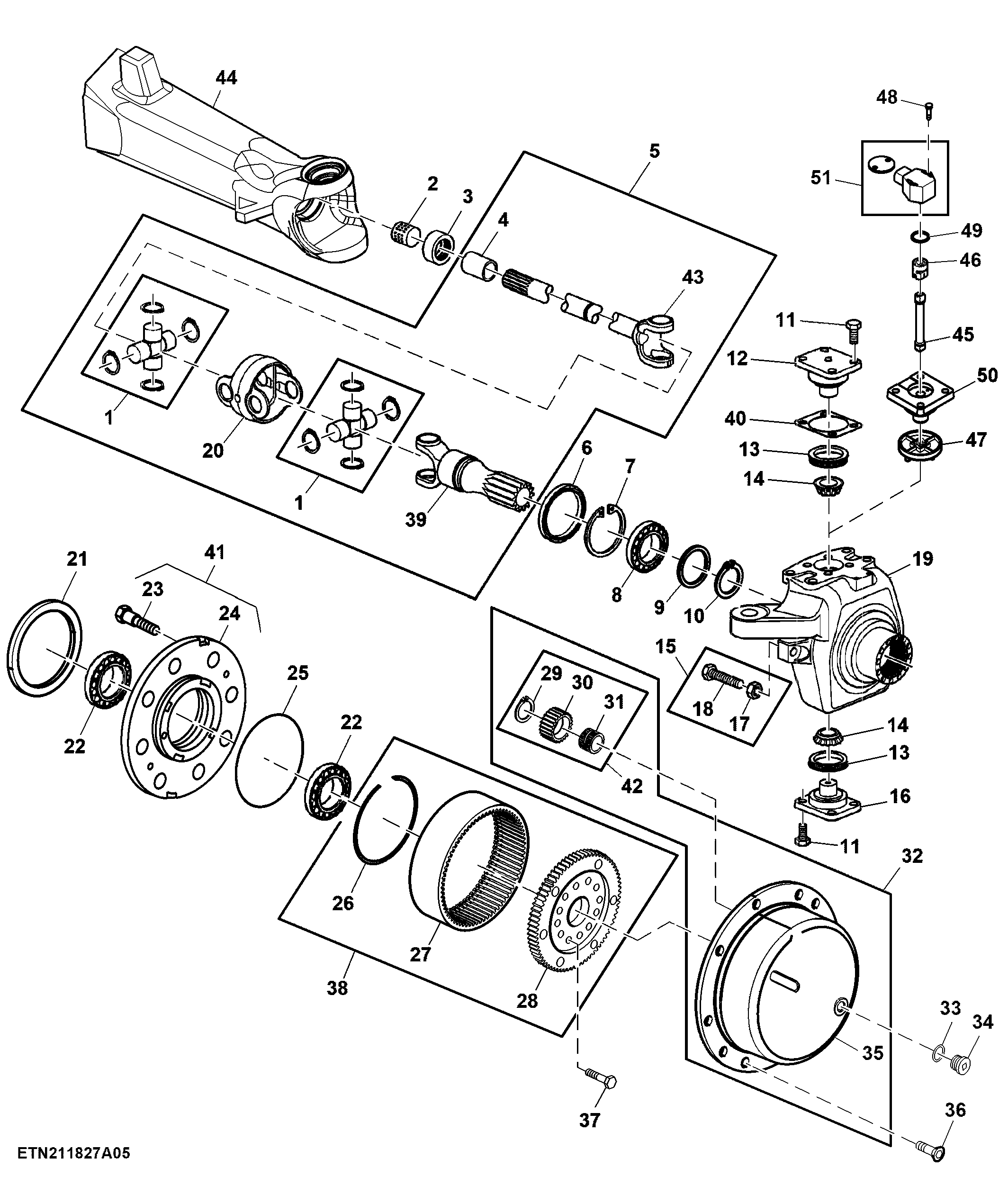 Hub Reduction, Front Axle, Standard Duty, MFWD