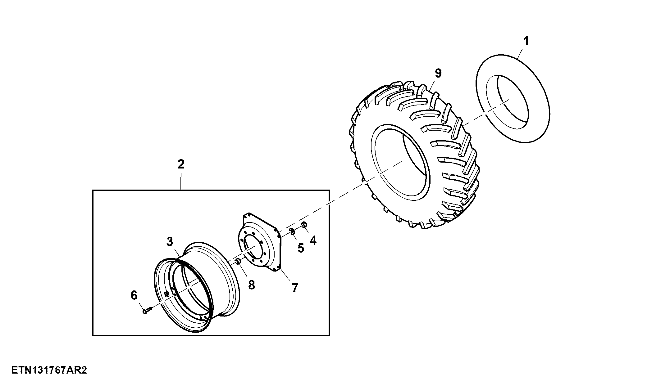 Front Wheels, Rim W12 X 24, Tire 14.9-24, Liquid