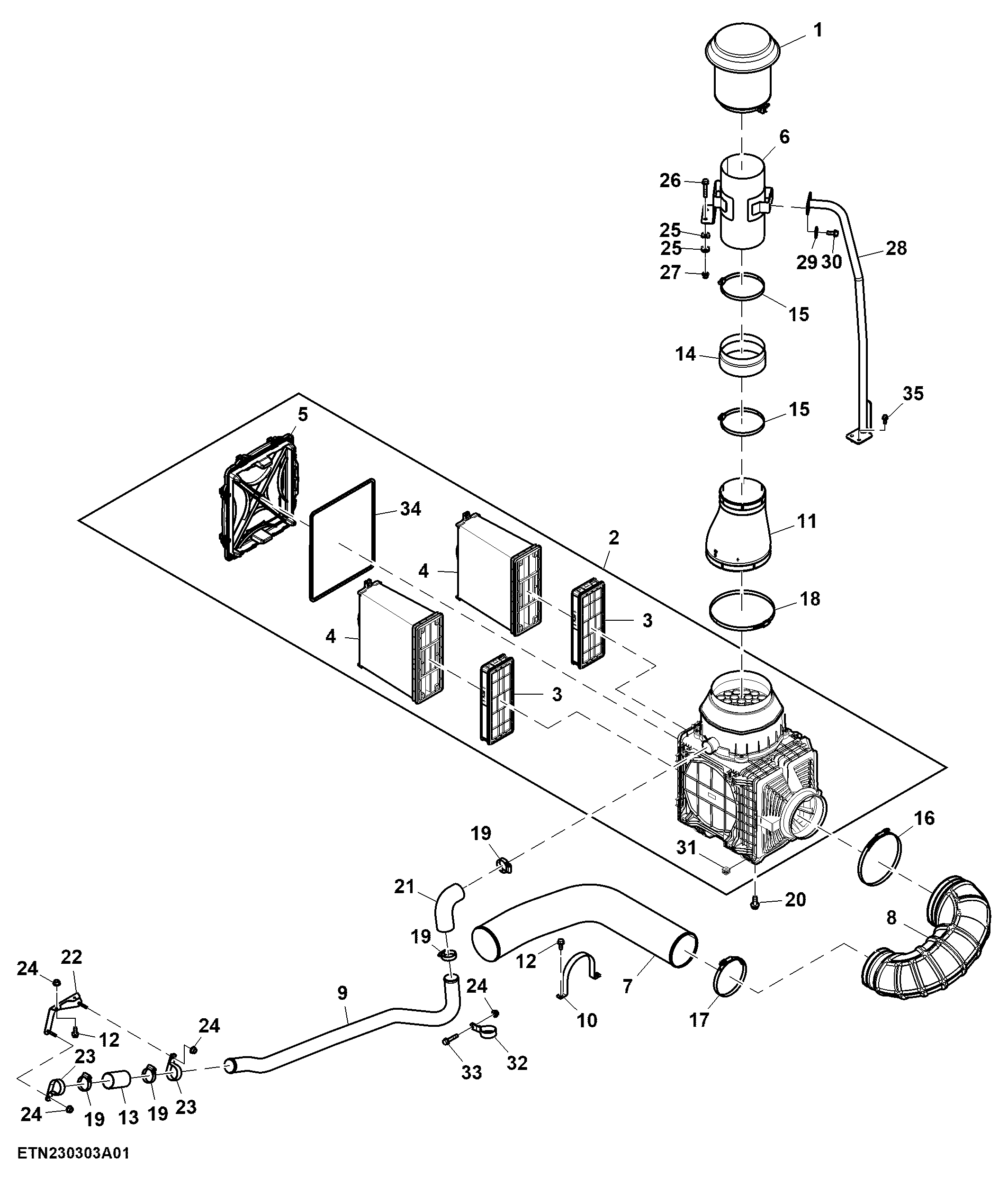 Air Cleaner, Intake, 13.5 L Engine (809002 - )