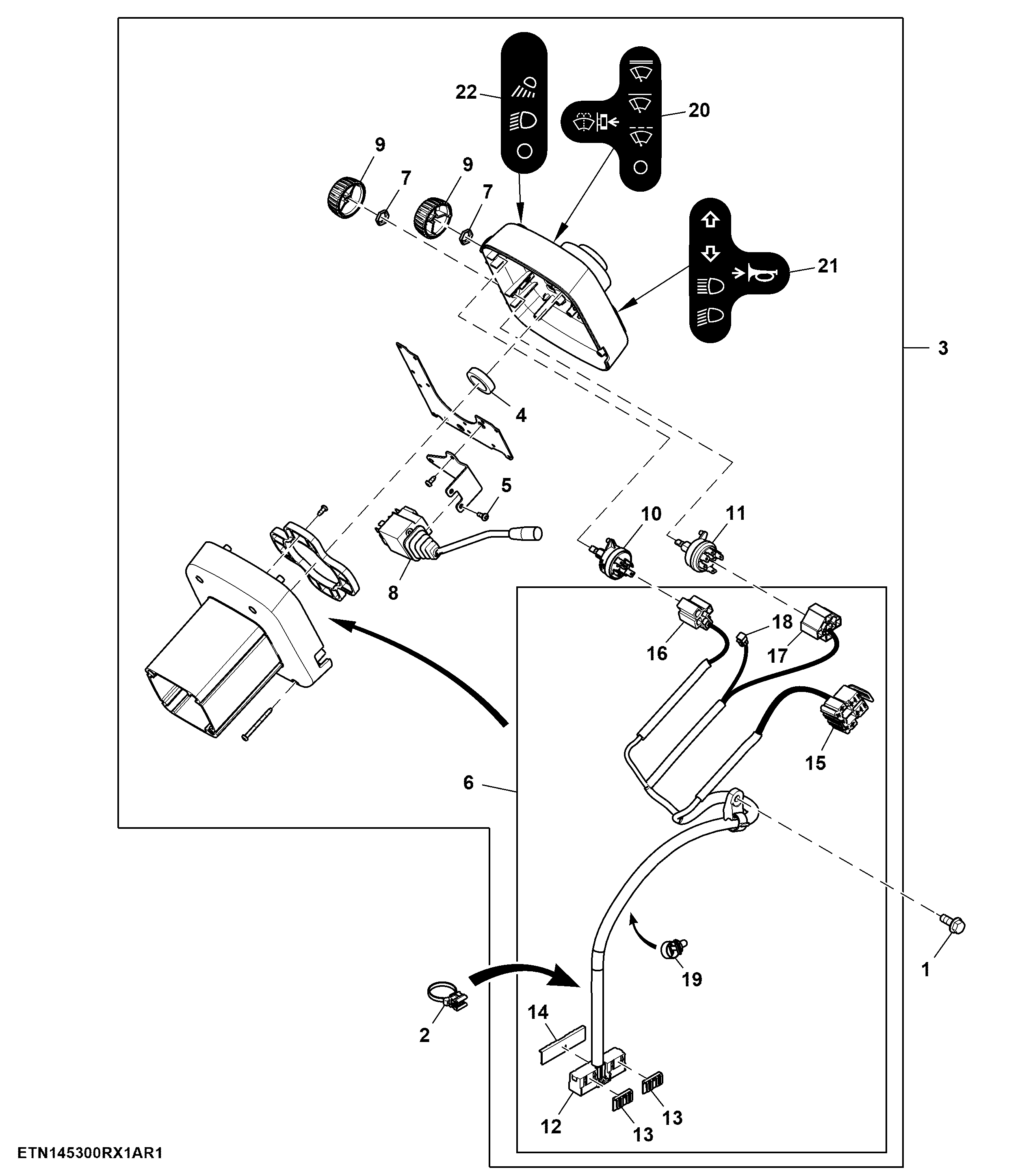 Steering Column Module, W/ RH Reverser, FT4 Engine (917101 - )