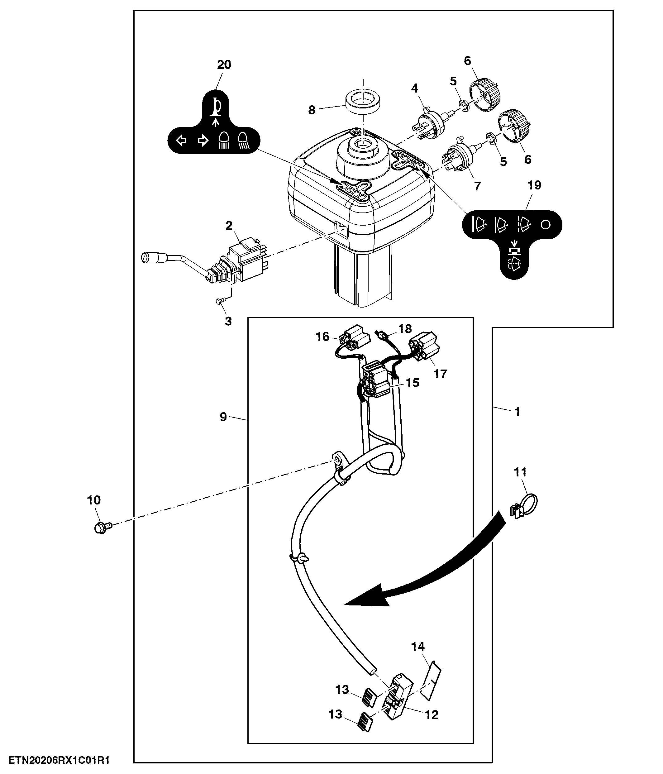 Steering Column Module, W/ RH Reverser ( - 804100)