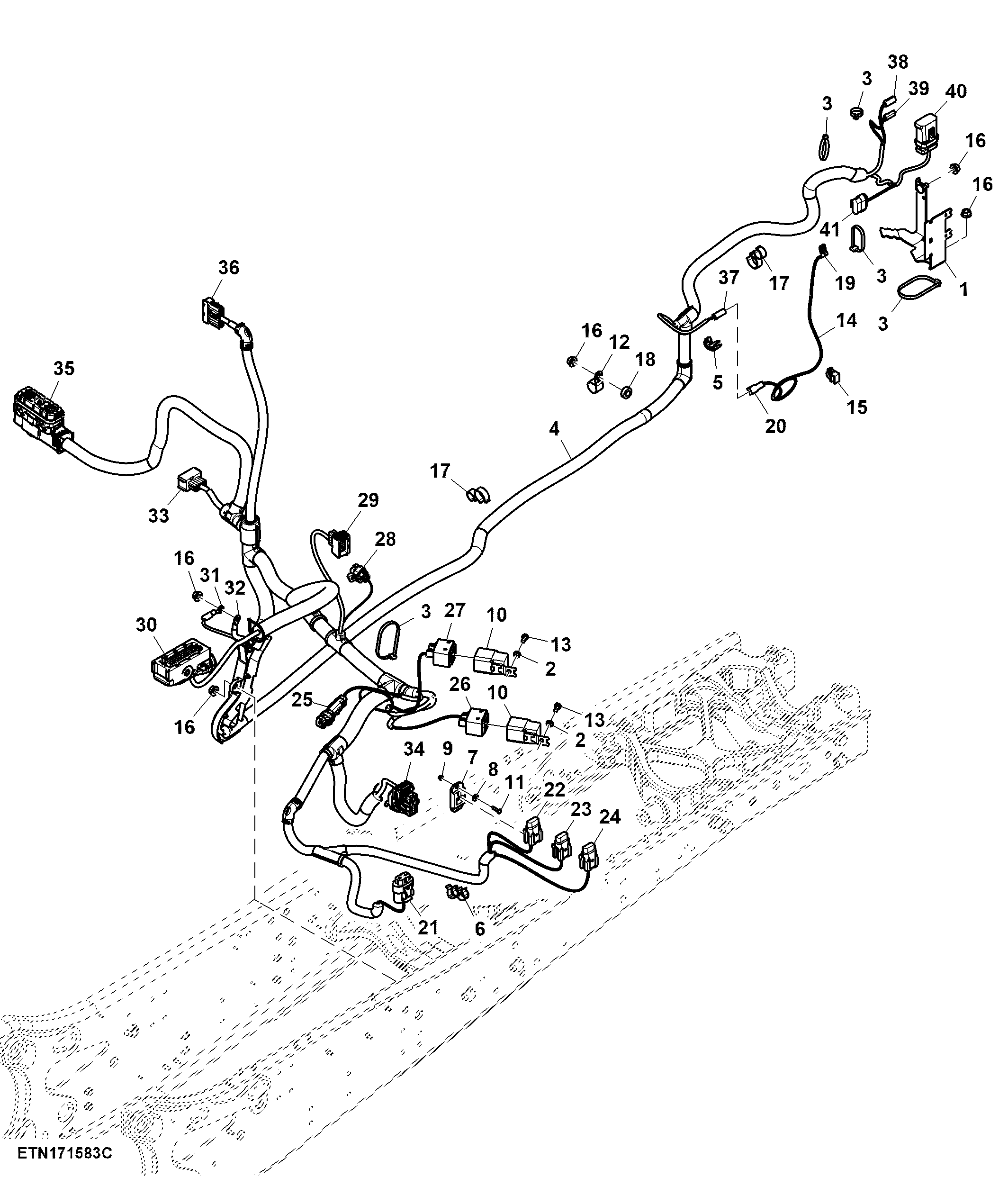 Wiring Harness, Front Chassis, W/ Front Controller, W/ Front PTO