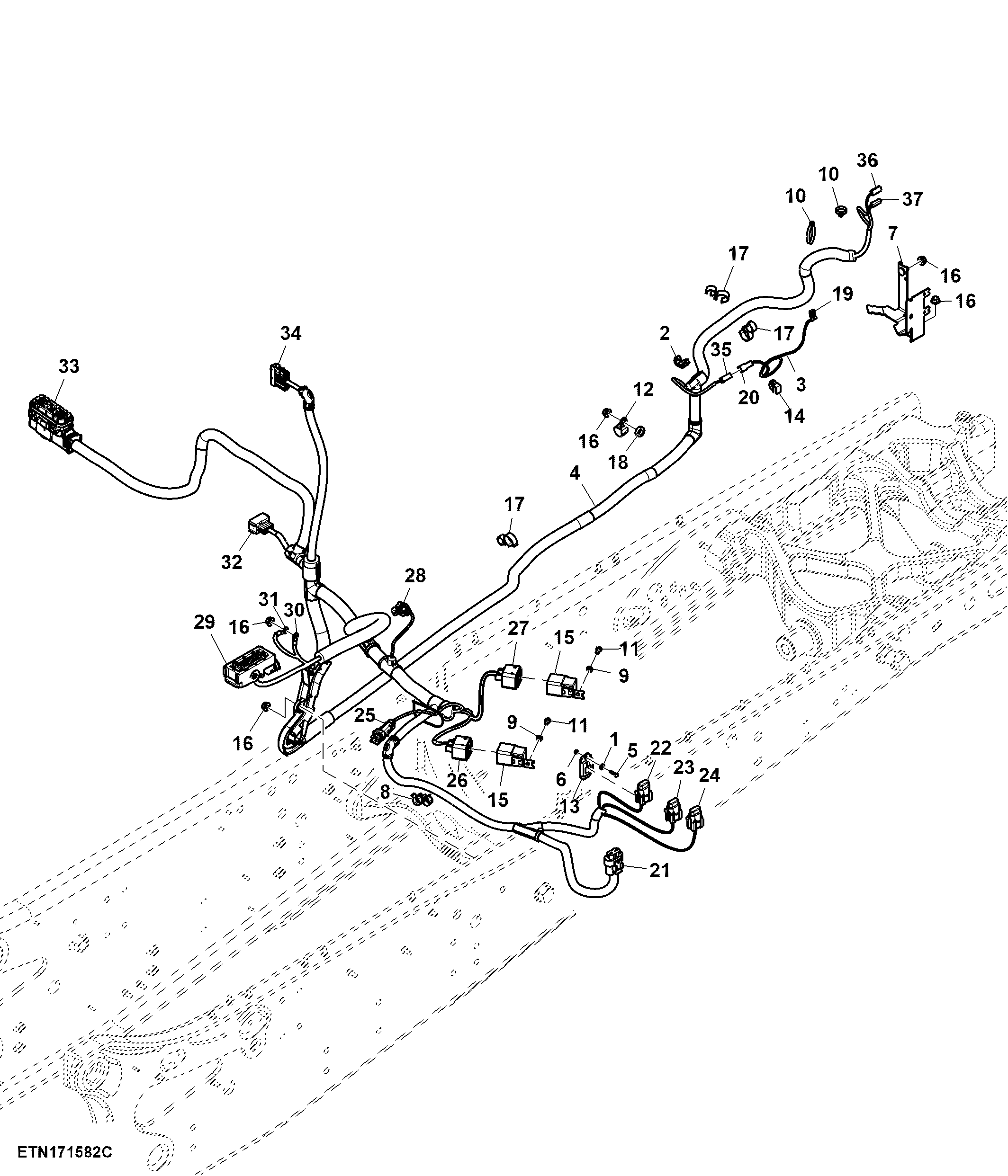 Wiring Harness, Front Chassis, W/O Front Controller, W/O Front PTO (894428 - )