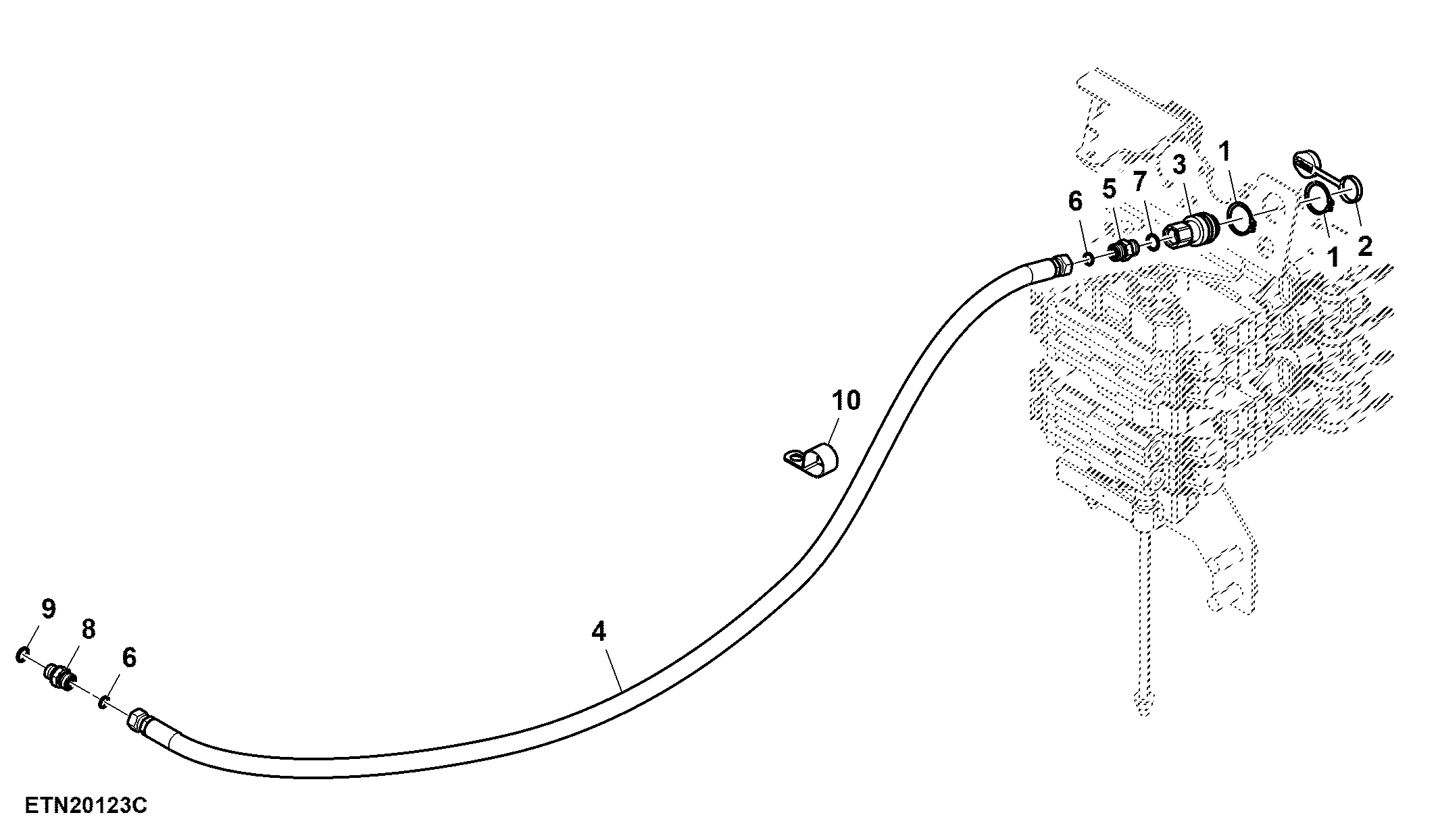 Implement Motor Case Drain Line, SCV Power Beyond, Double Reduction