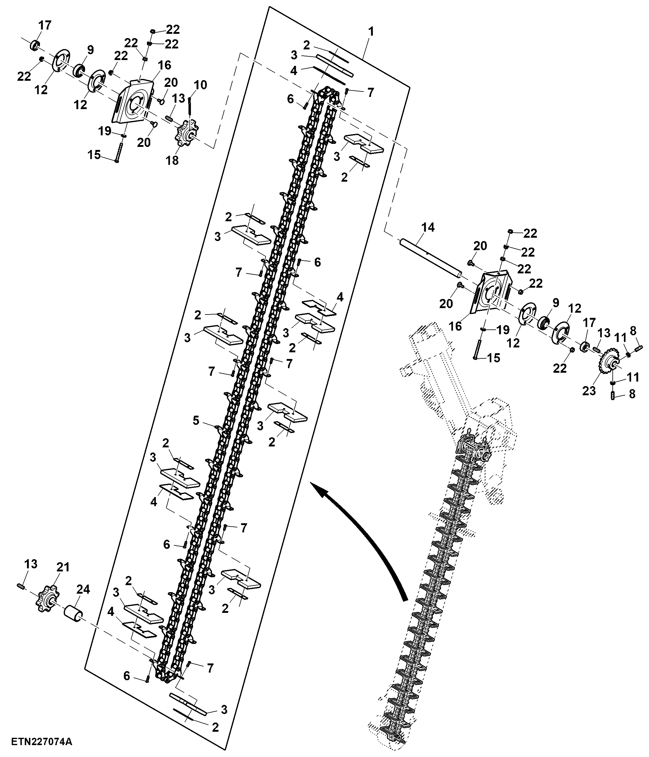 Clean Grain Elevator Chain W/ Paddle ( - 100008)