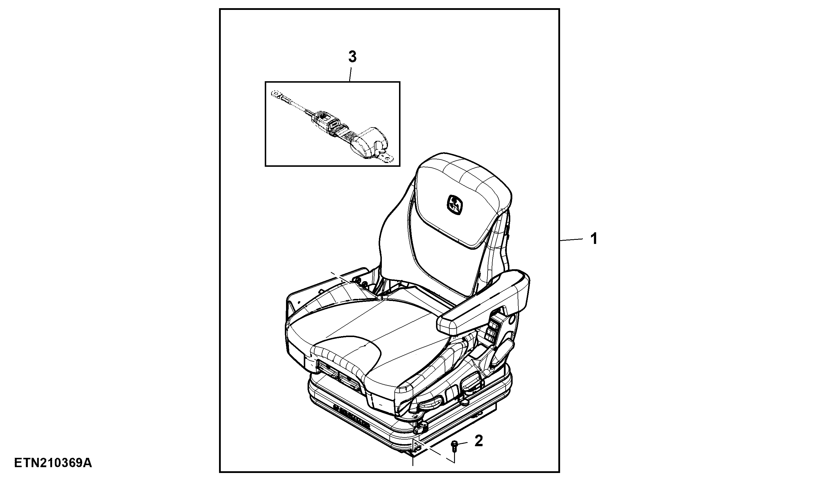 Seat, Air Suspended, CommandARM™, W/ Diagnostic Operator Presence Switch, W/ CommandPRO™, Leather, MSG97EL-DDS/741, Attachment