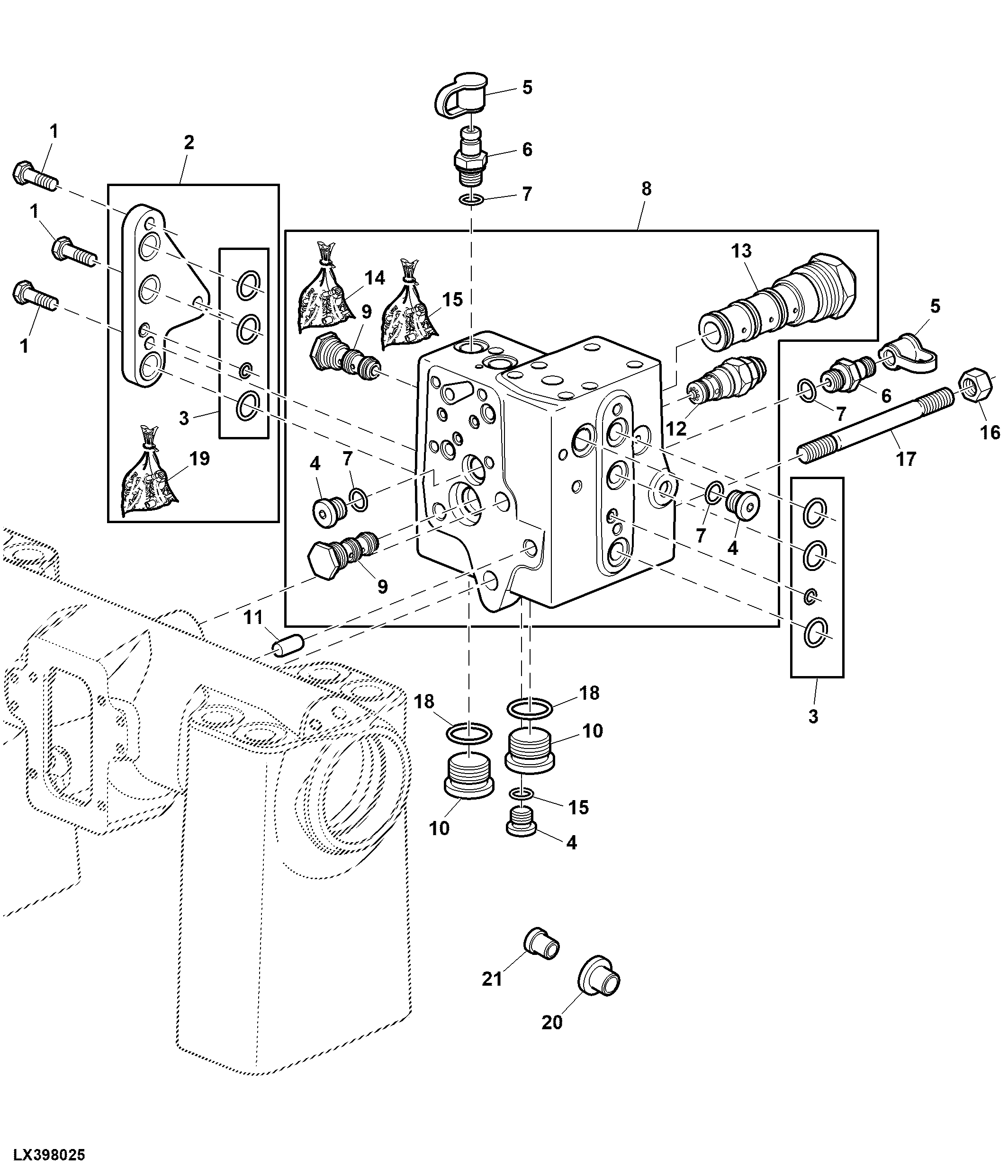 CONTROL BLOCK PRIORITY 3 (HYDRAULIC PUMP 45 CM3)
