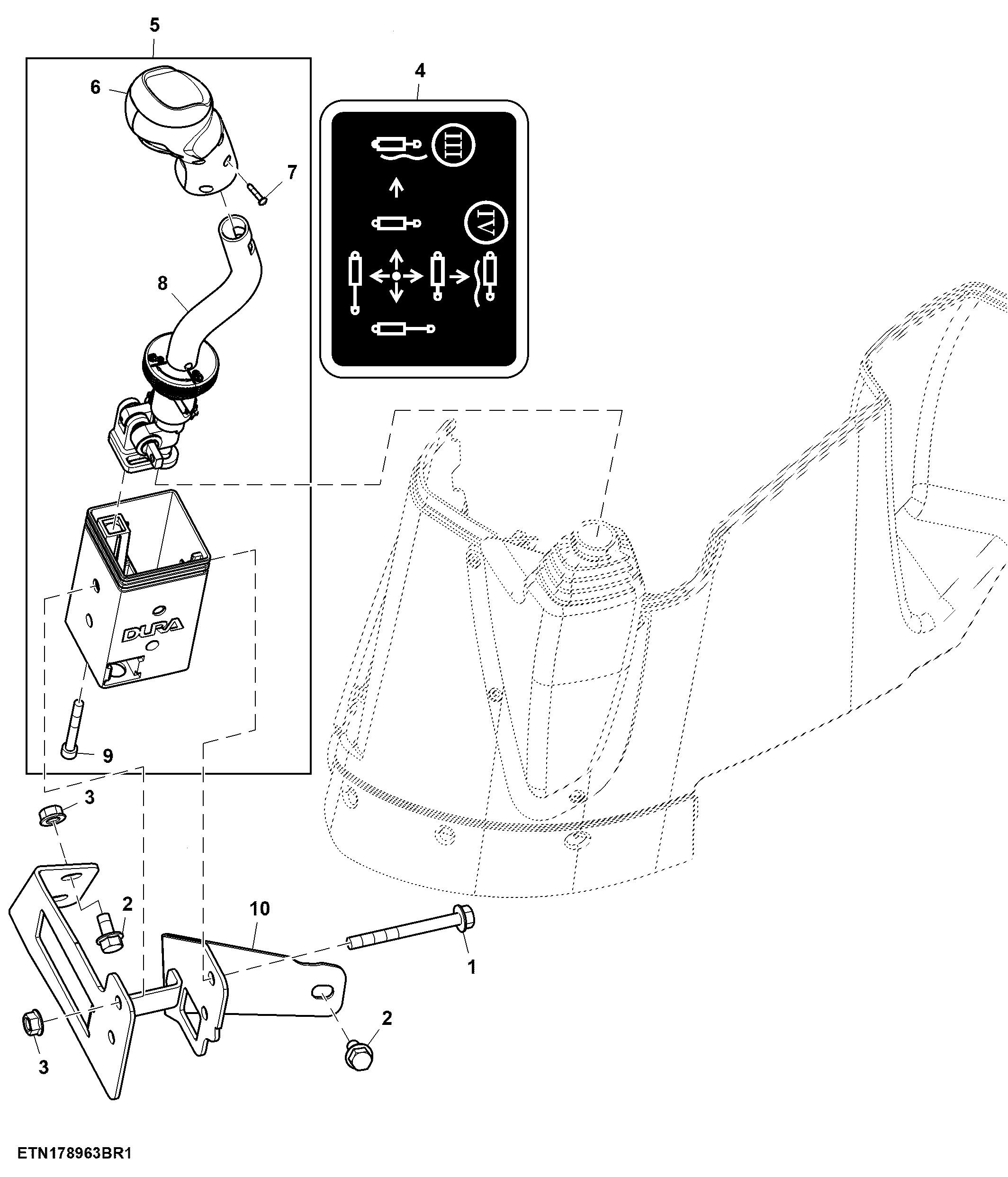 Multi Function Lever, W/ 2- Functions, W/O Diverter Control, W/O Loader Suspension