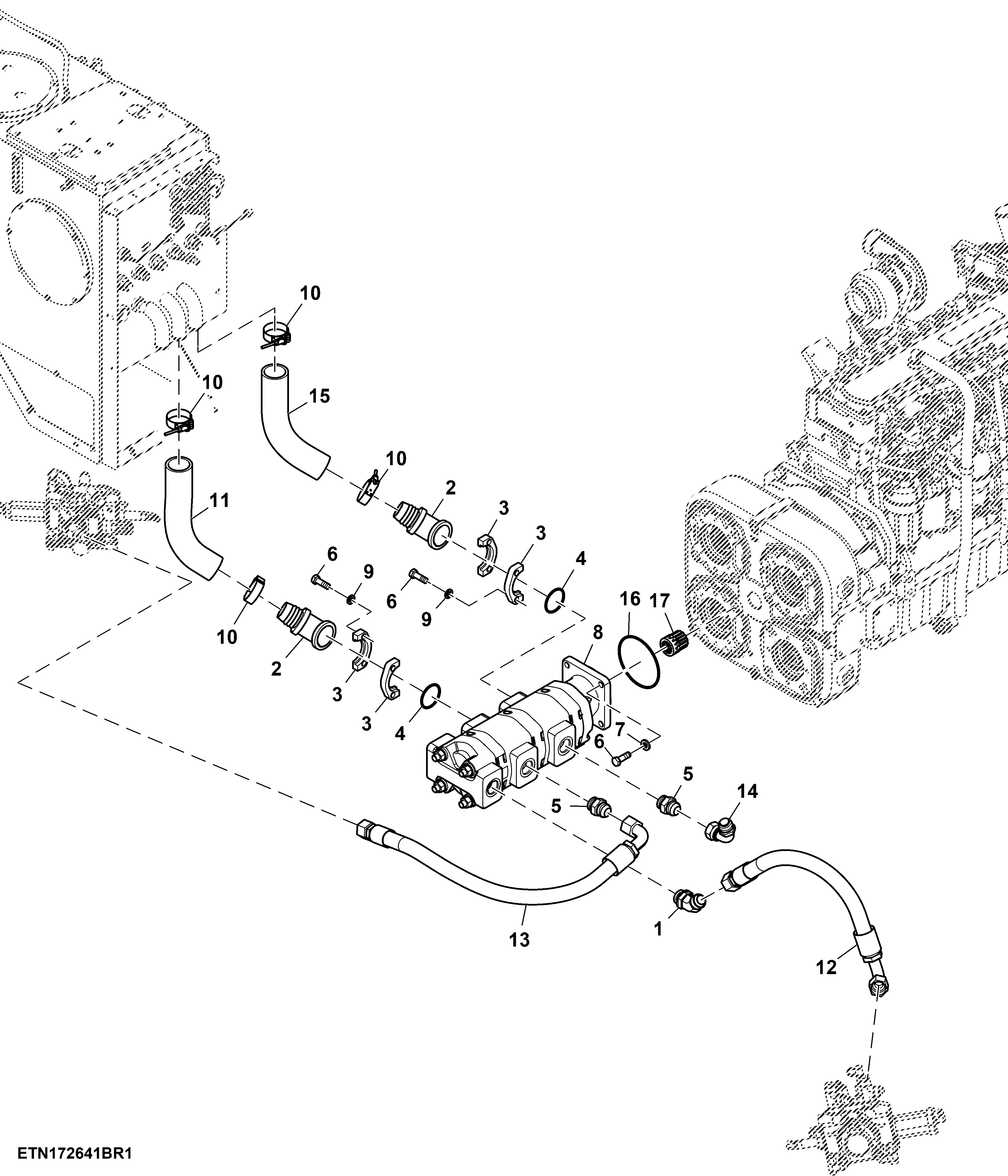 Elevator Drive, Feed Roller, Inner Crop Divider Pump and Lines, Standard (181101 - )