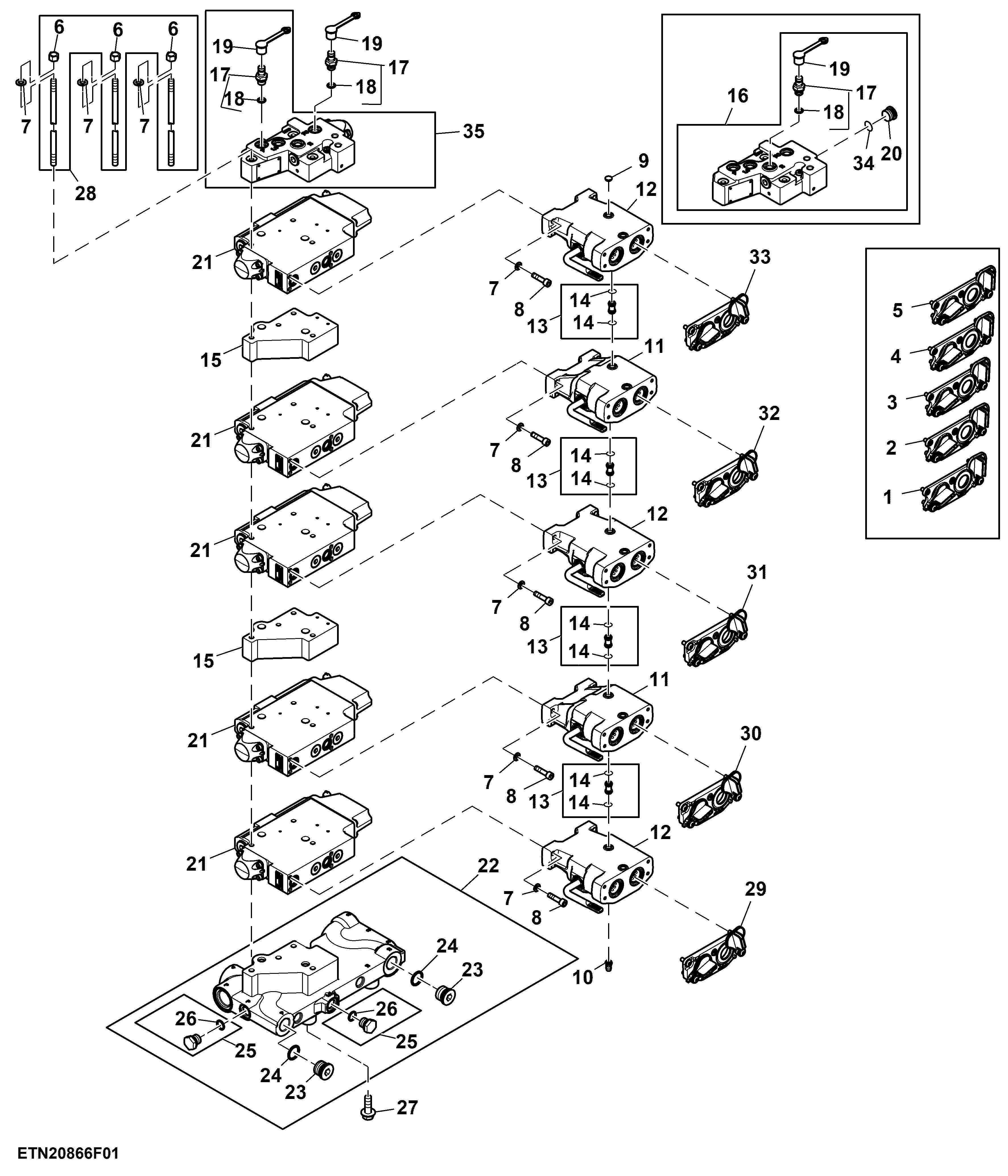 Selective Control Valve, 5 Rear SCV, W/O Hitch, Standard Flow, Single Reduction Axle