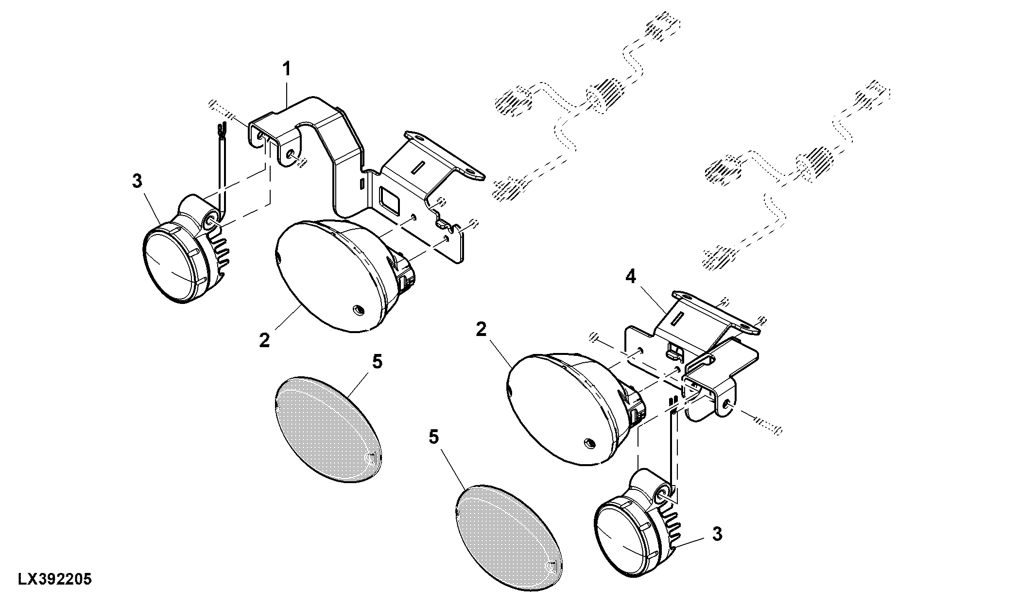 LED Work Lights, Cab Roof, Front (x09160 - )