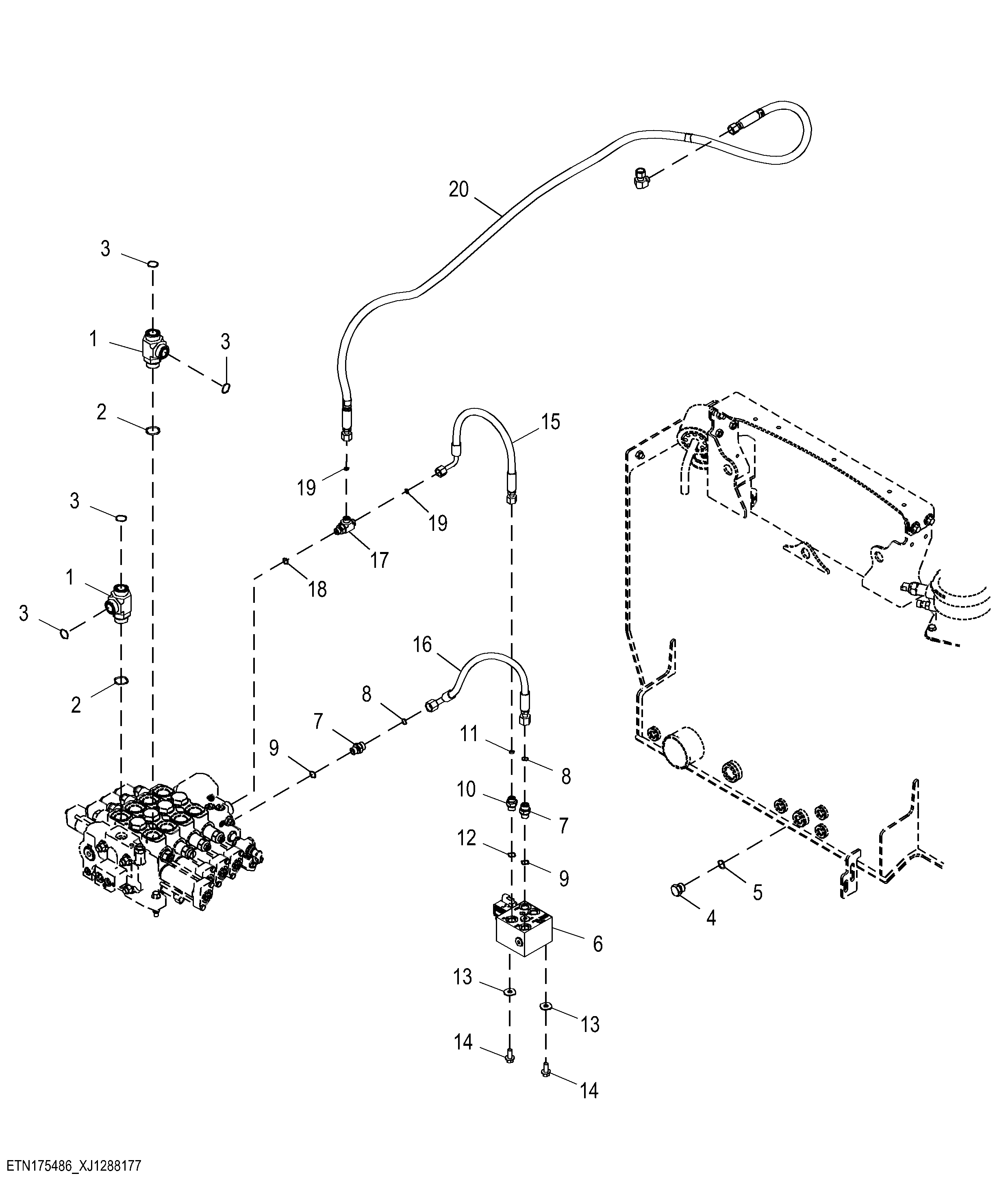 Pin Disconnect Valve with Ride Control and Hydraulic Lines