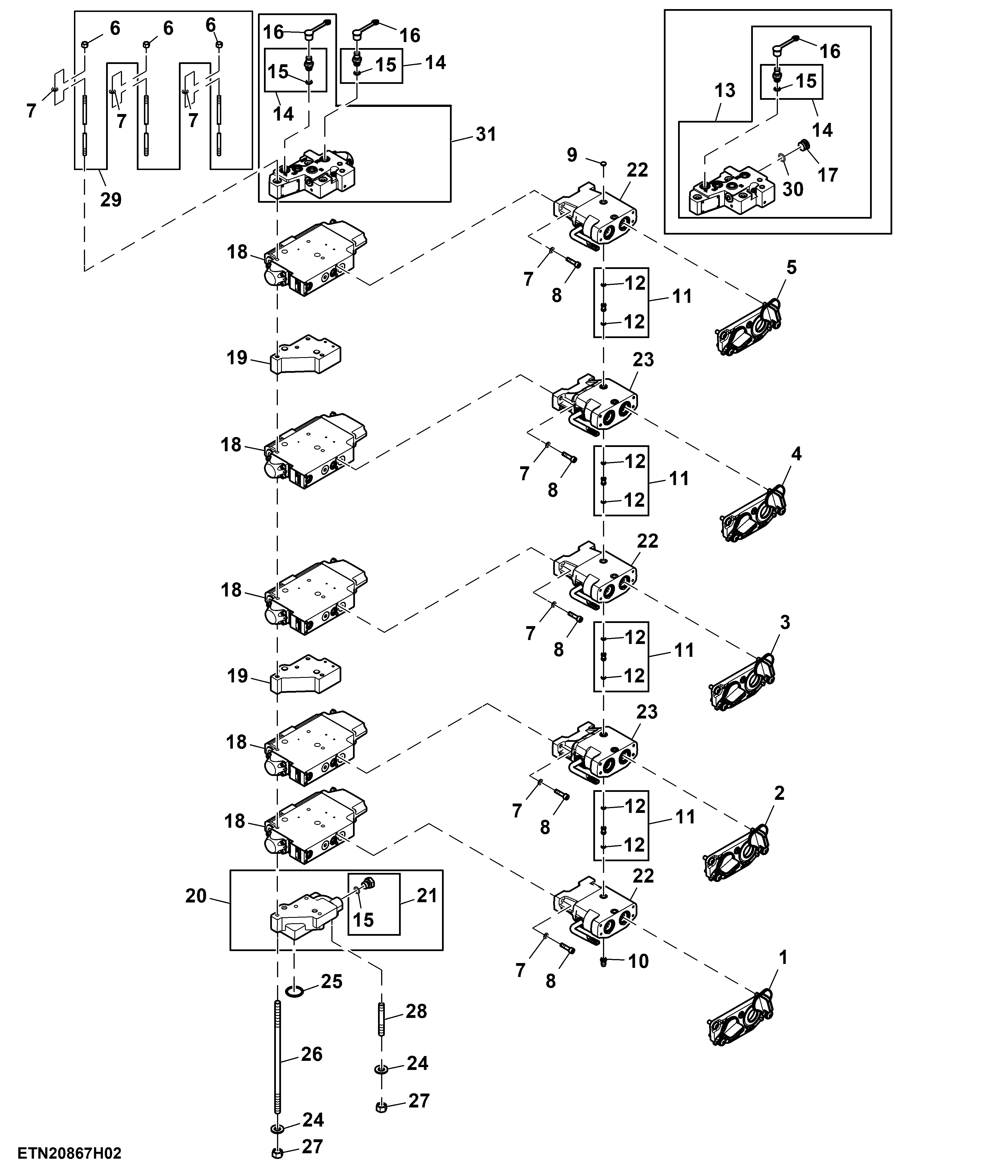 Selective Control Valve, W/O Hitch, 5 Rear SCV, Standard Flow, Double Reduction Axle