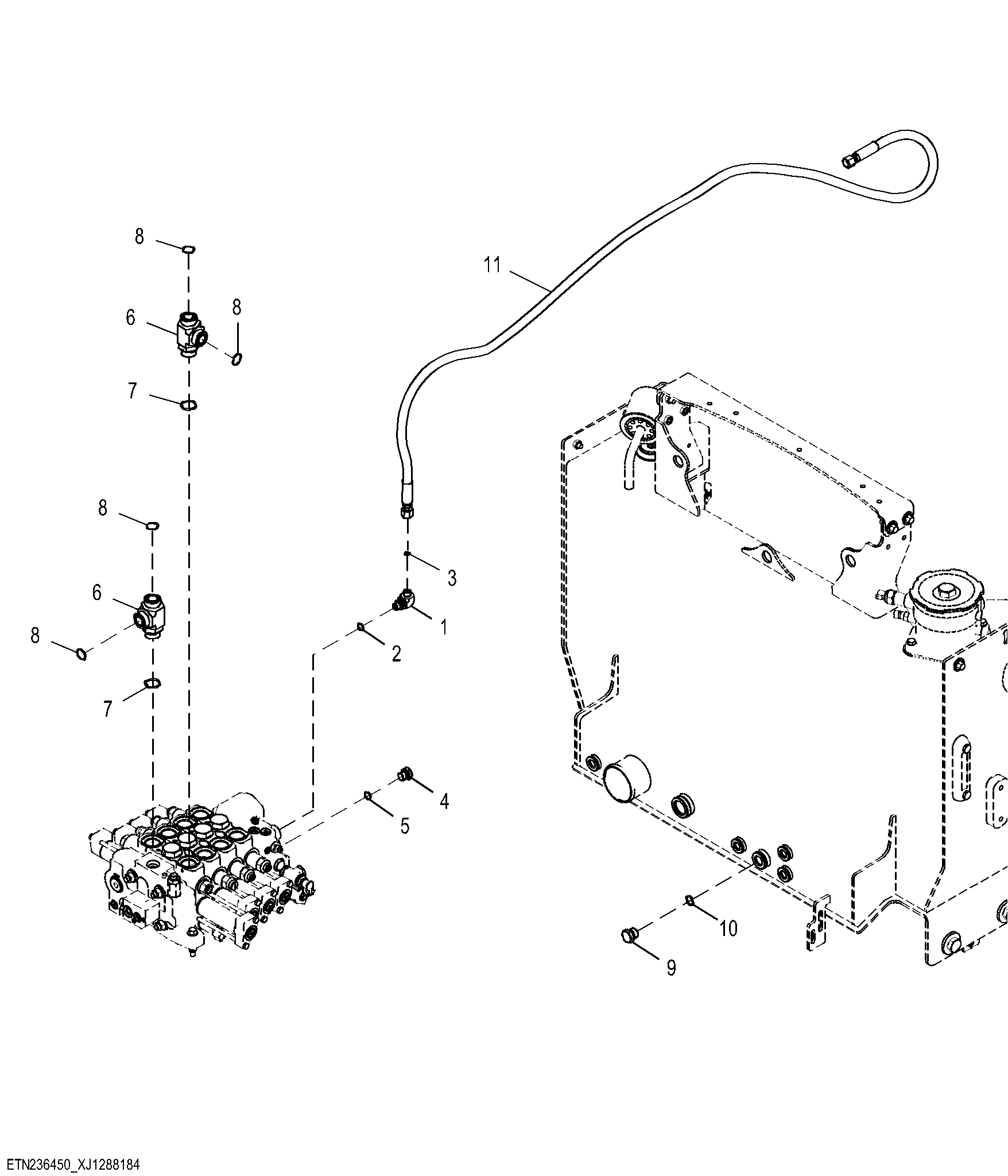 Ride Control Hydraulic Lines without Pin Disconnect Valve