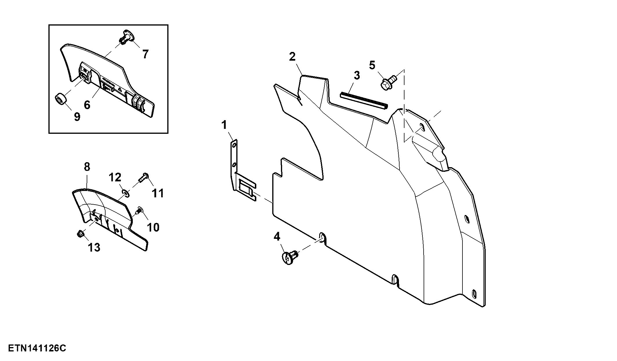 Splash Guards, W/O Mudguard, Horizontal Exhaust
