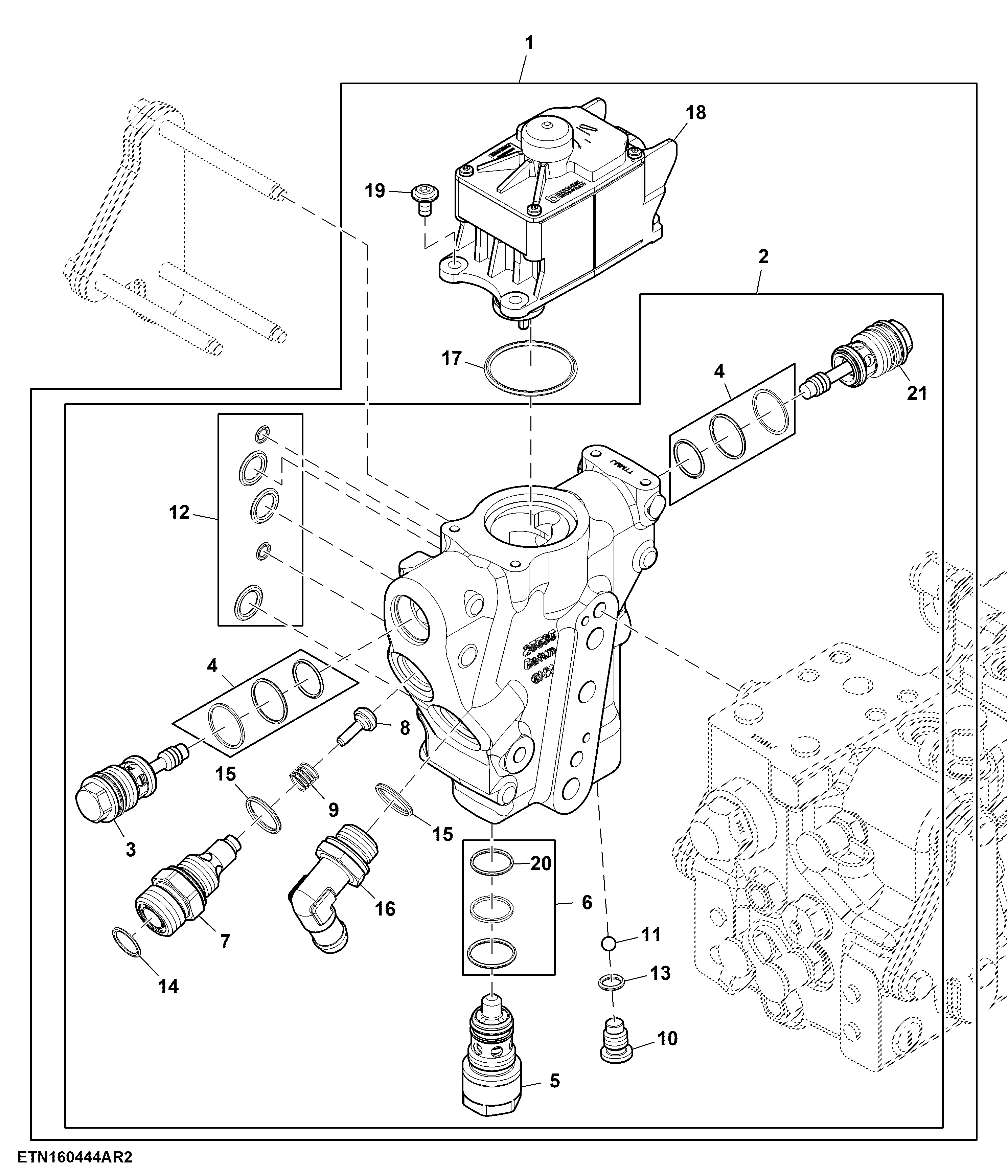 Rockshaft Control Valve, W/ PC- Hydraulics, W/ Steppermotor