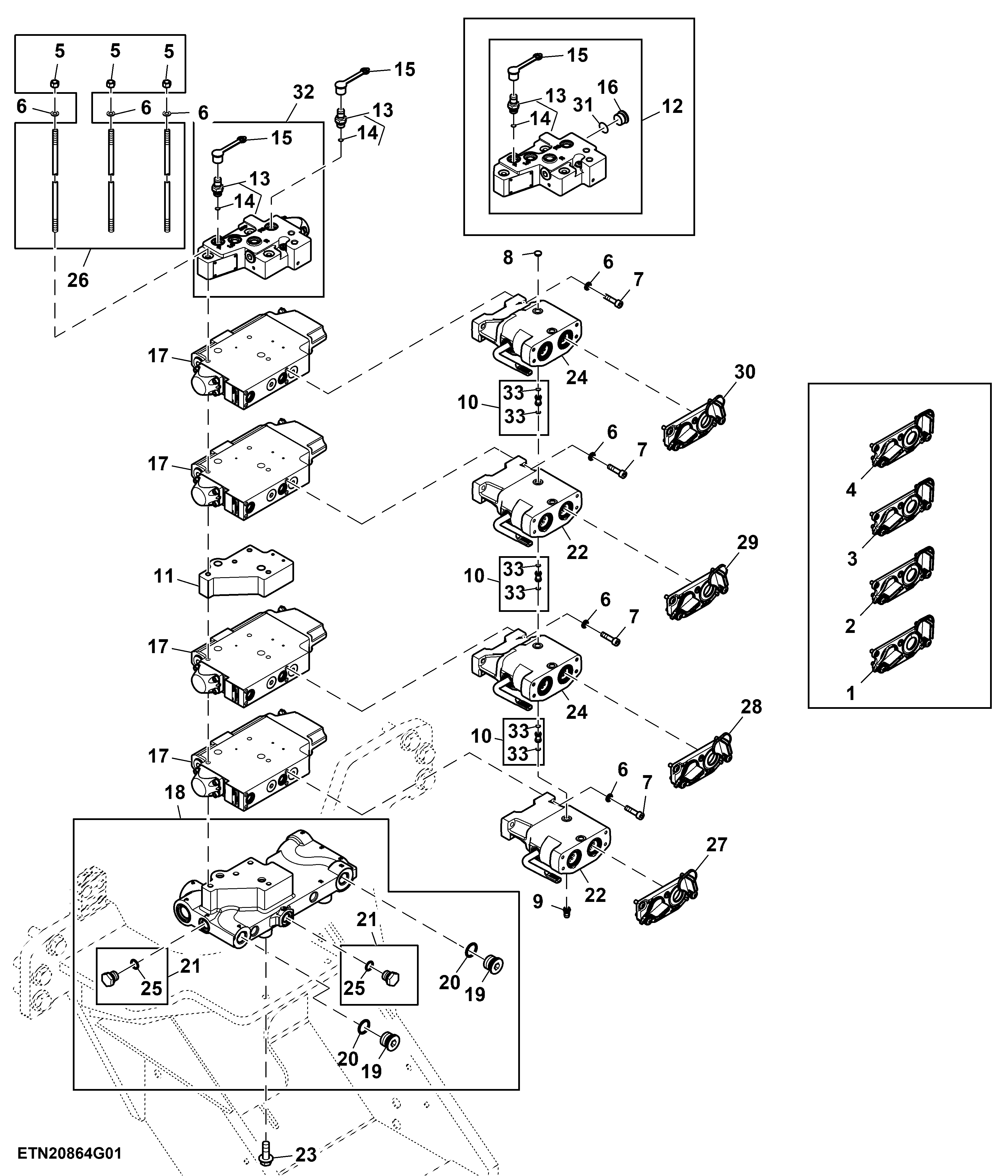 Selective Control Valve, 4 Rear SCV, W/O Hitch, Standard Flow, Single Reduction Axle