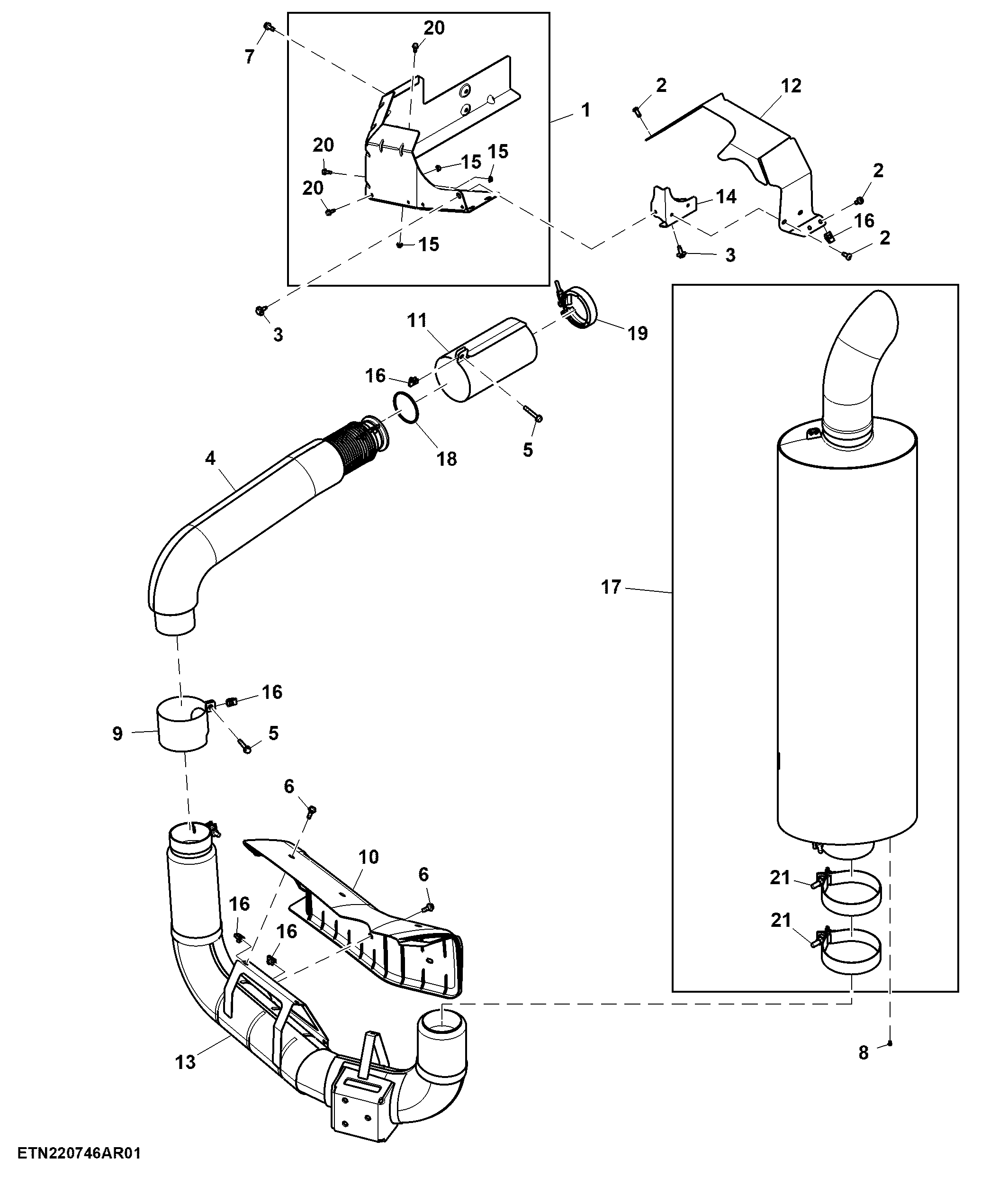 Exhaust Pipe, T3 Engine (For EAEU) (150001 - )