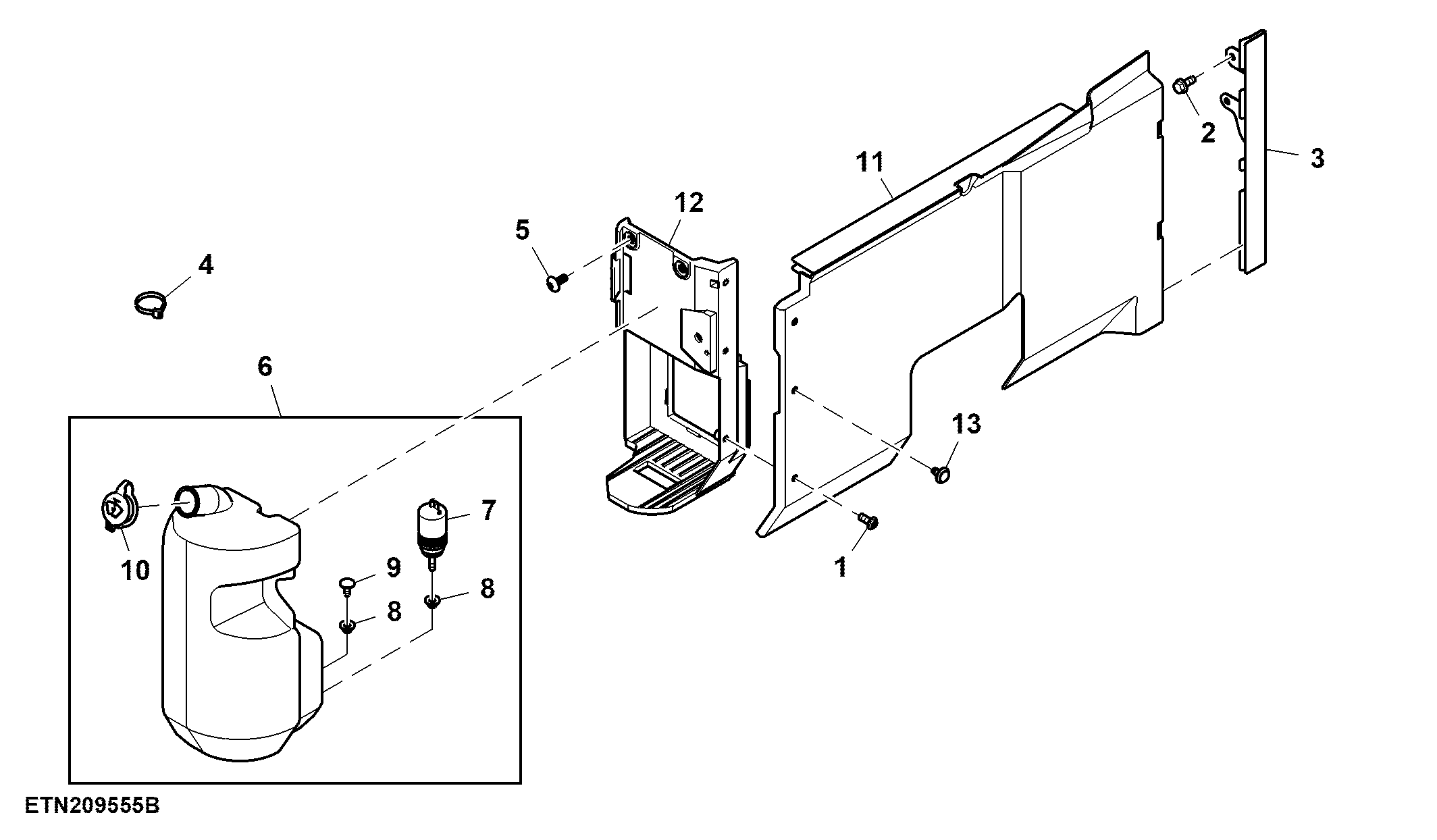 Reservoir, Windshield Washer, W/ Front Loader