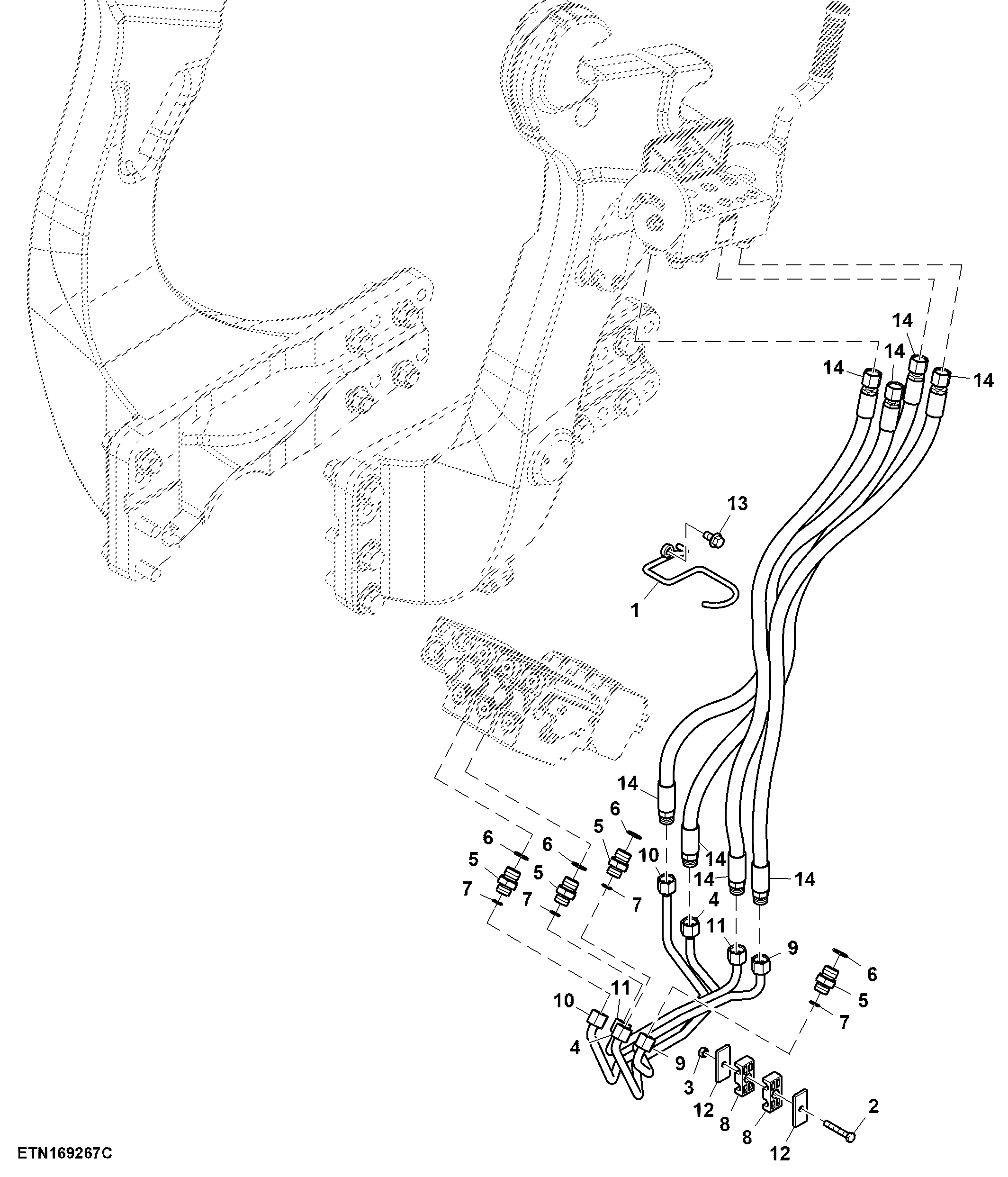 Hydraulic Oil Lines / Hoses / Fittings, Multi Coupler, 2 Functions