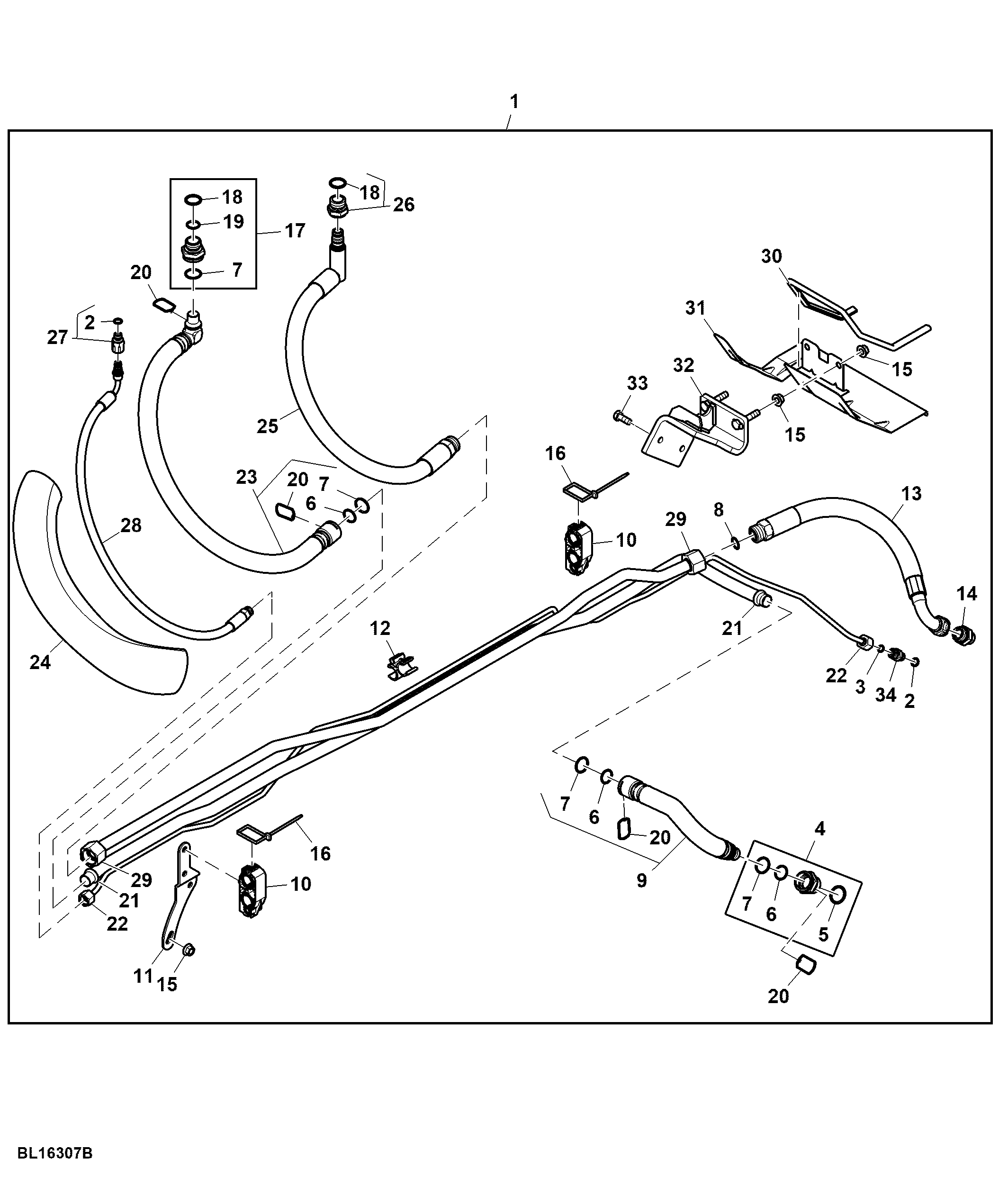 Oil Supply Lines, Midstack SCV, W/ PFC-Hydraulics, Attachmnent