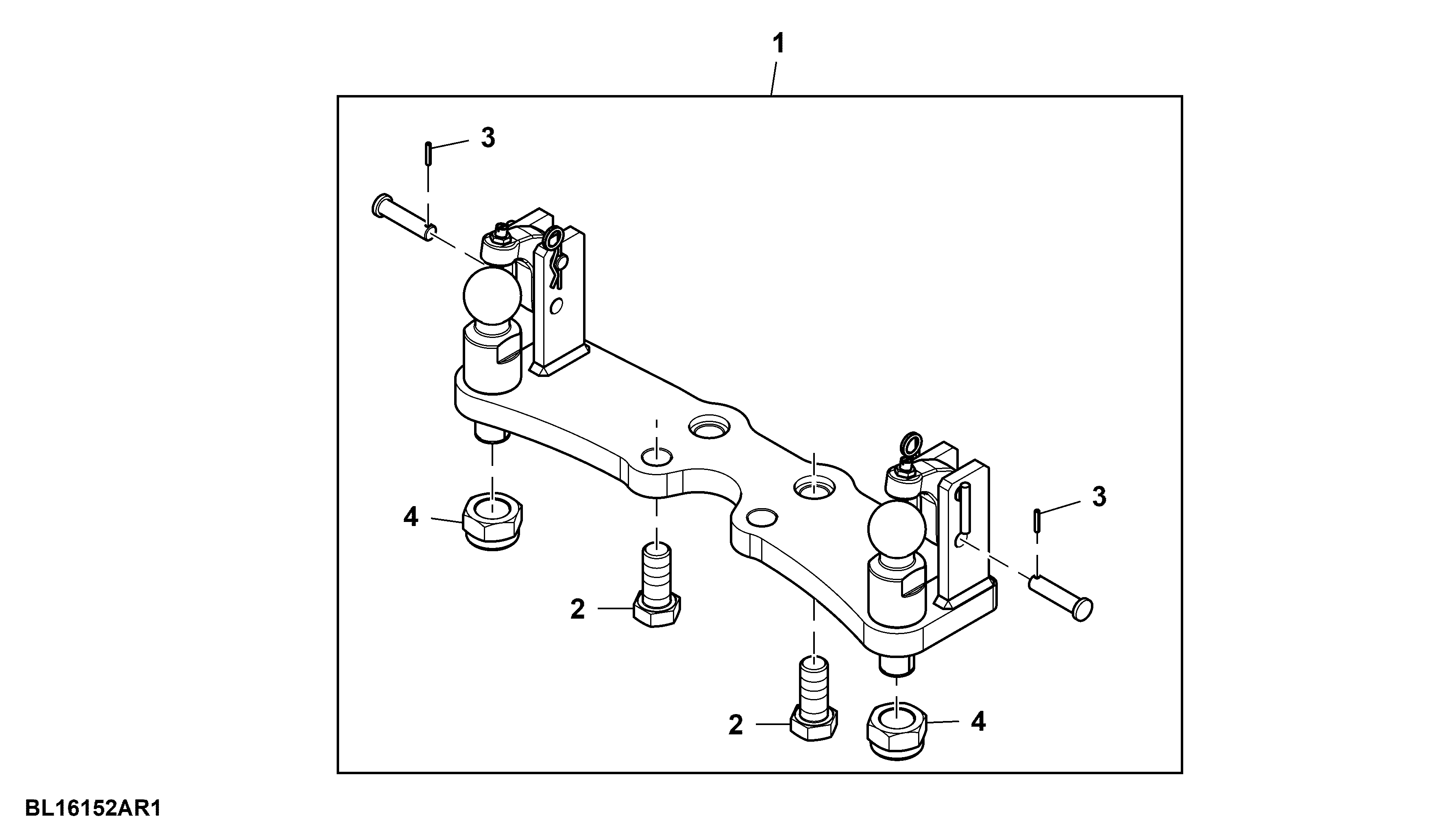 Insert Plate Ball Type Hitch, Forced Steering System, Reinforced, LH / RH, Attachment