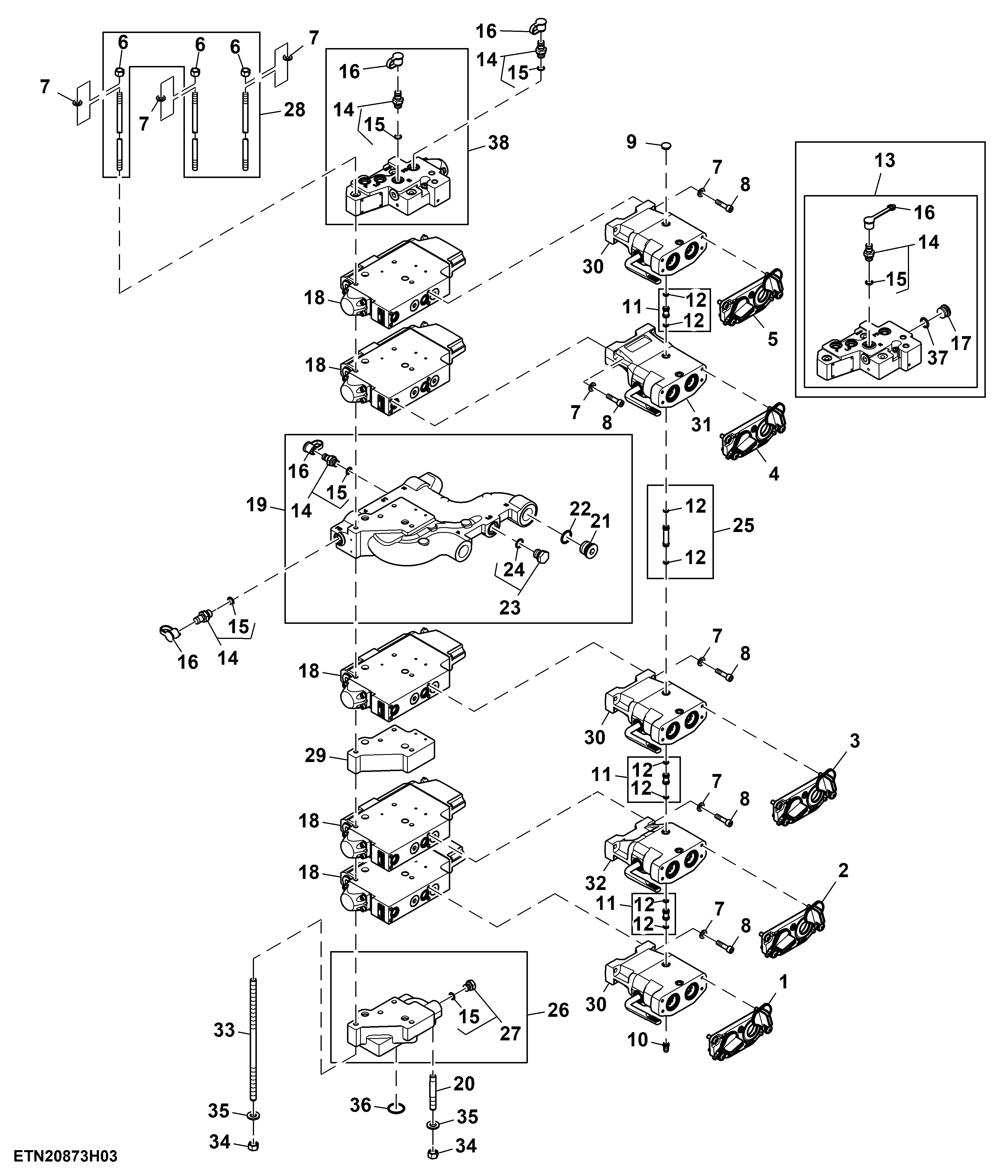 Selective Control Valve, W/O Hitch, 5 Rear SCV, High Flow, Double Reduction Axle