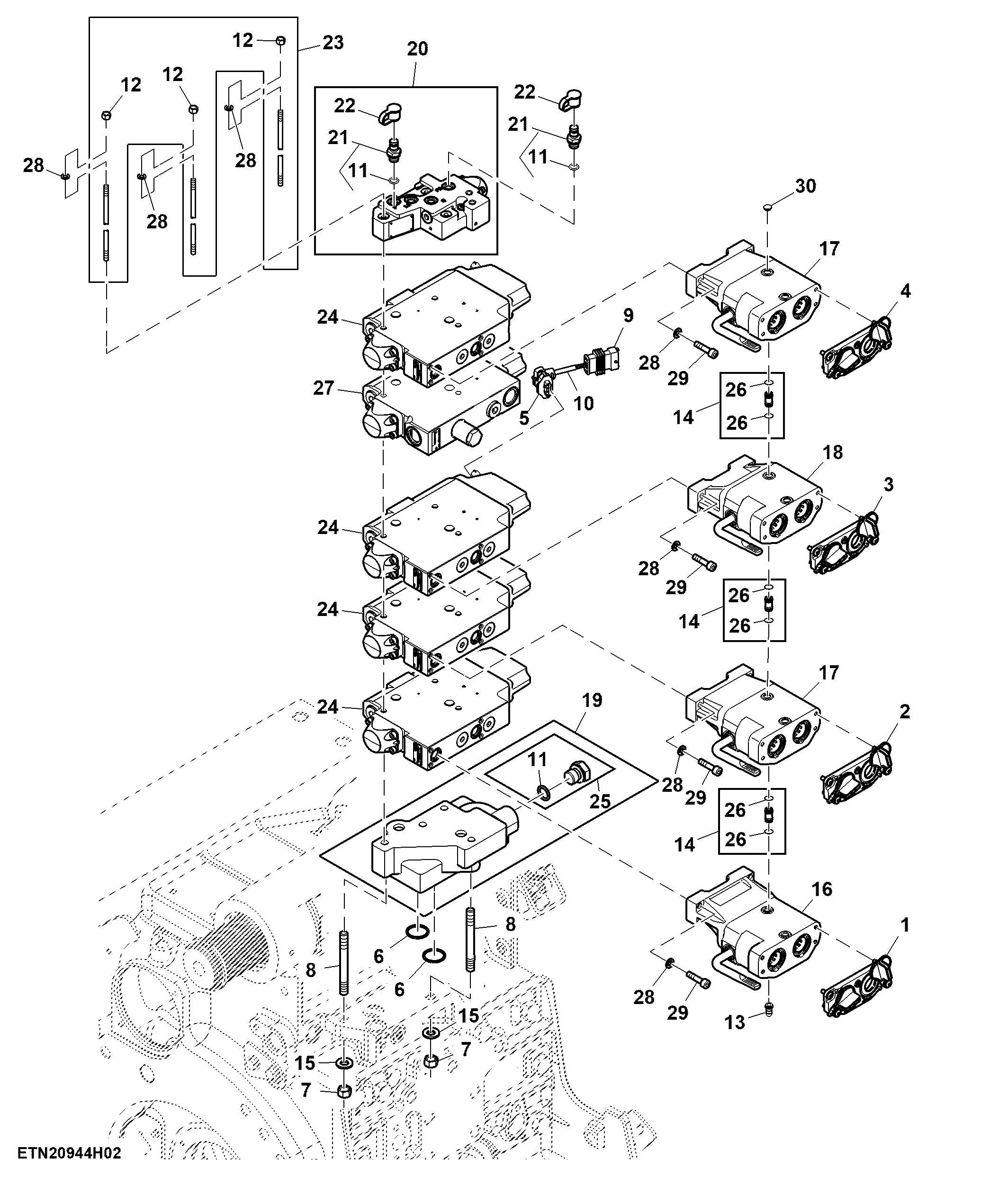 Selective Control Valve, W/ Hitch, 4 Rear SCV, Standard Flow