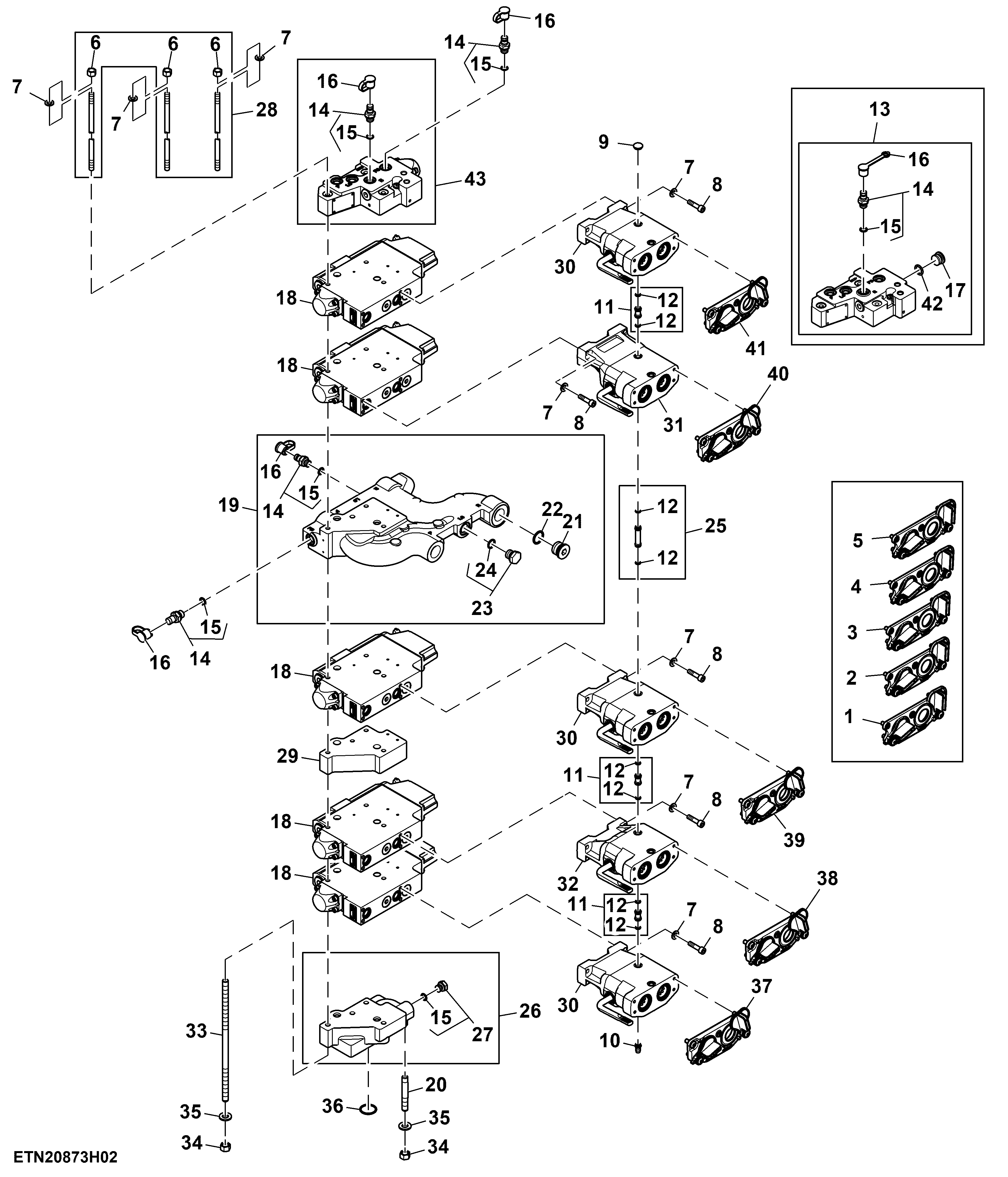 Selective Control Valve, W/O Hitch, 5 Rear SCV, High Flow, Double Reduction Axle