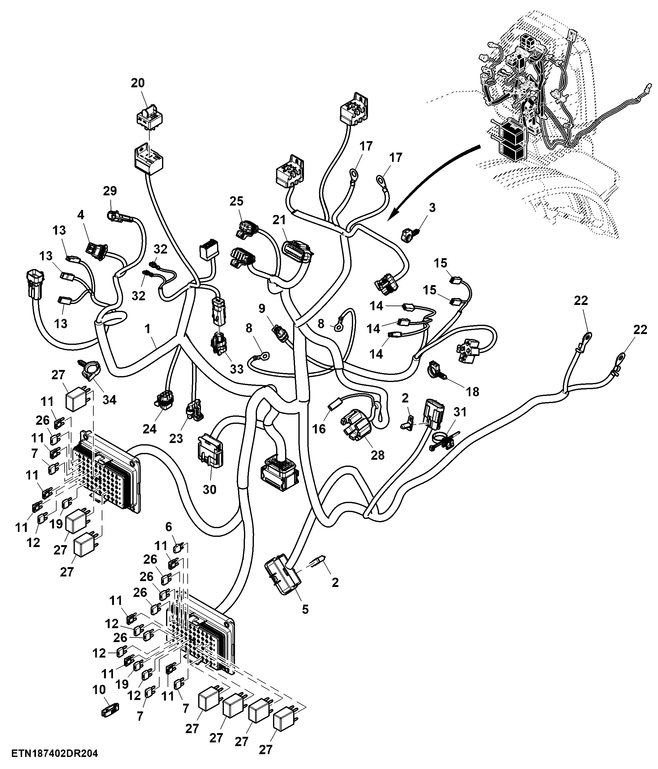 Console Wiring Harness Connectors (1/2), PowrReverser™, OOS