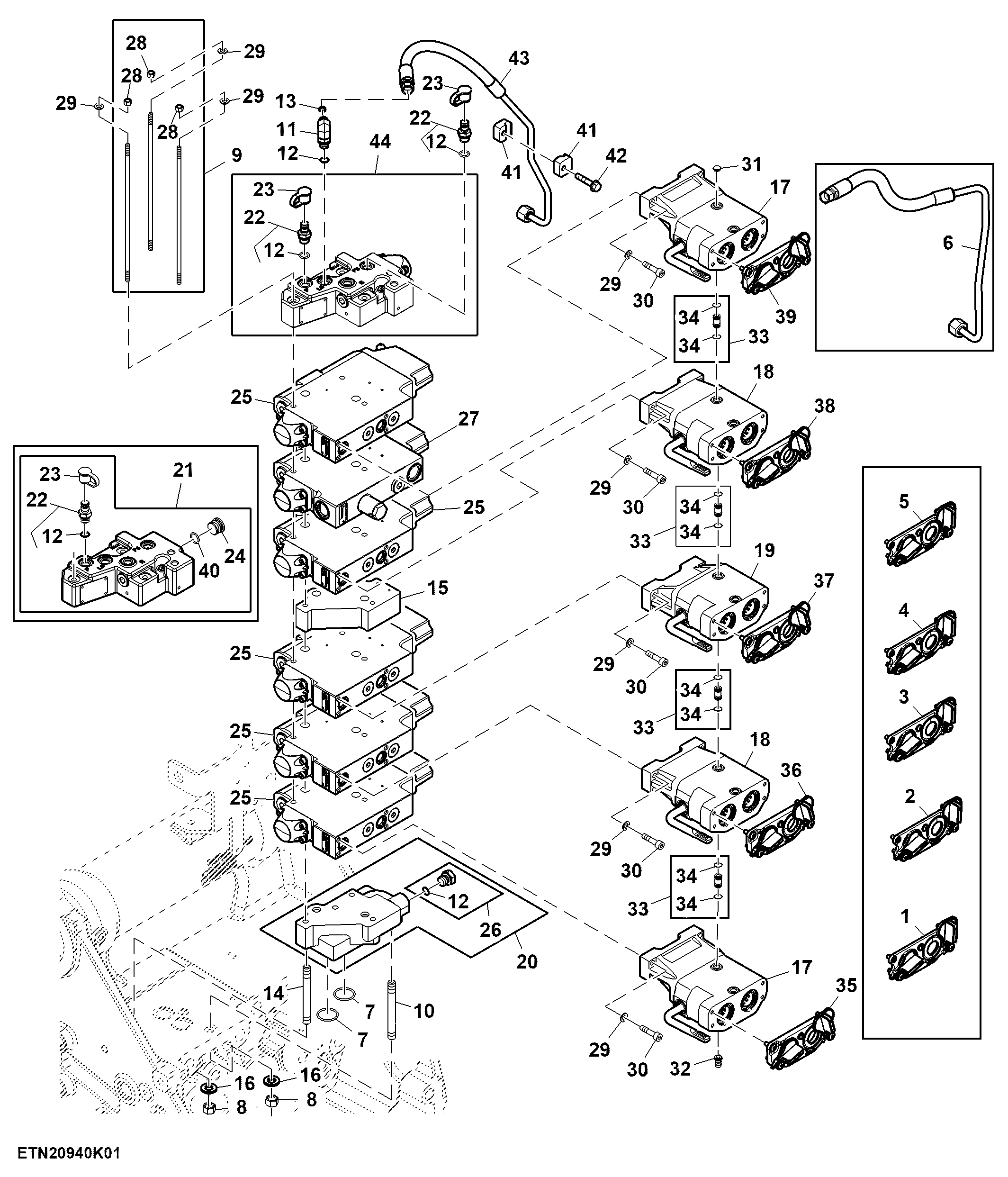 Selective Control Valve, W/ Hitch, 5 Rear SCV, Standard Flow