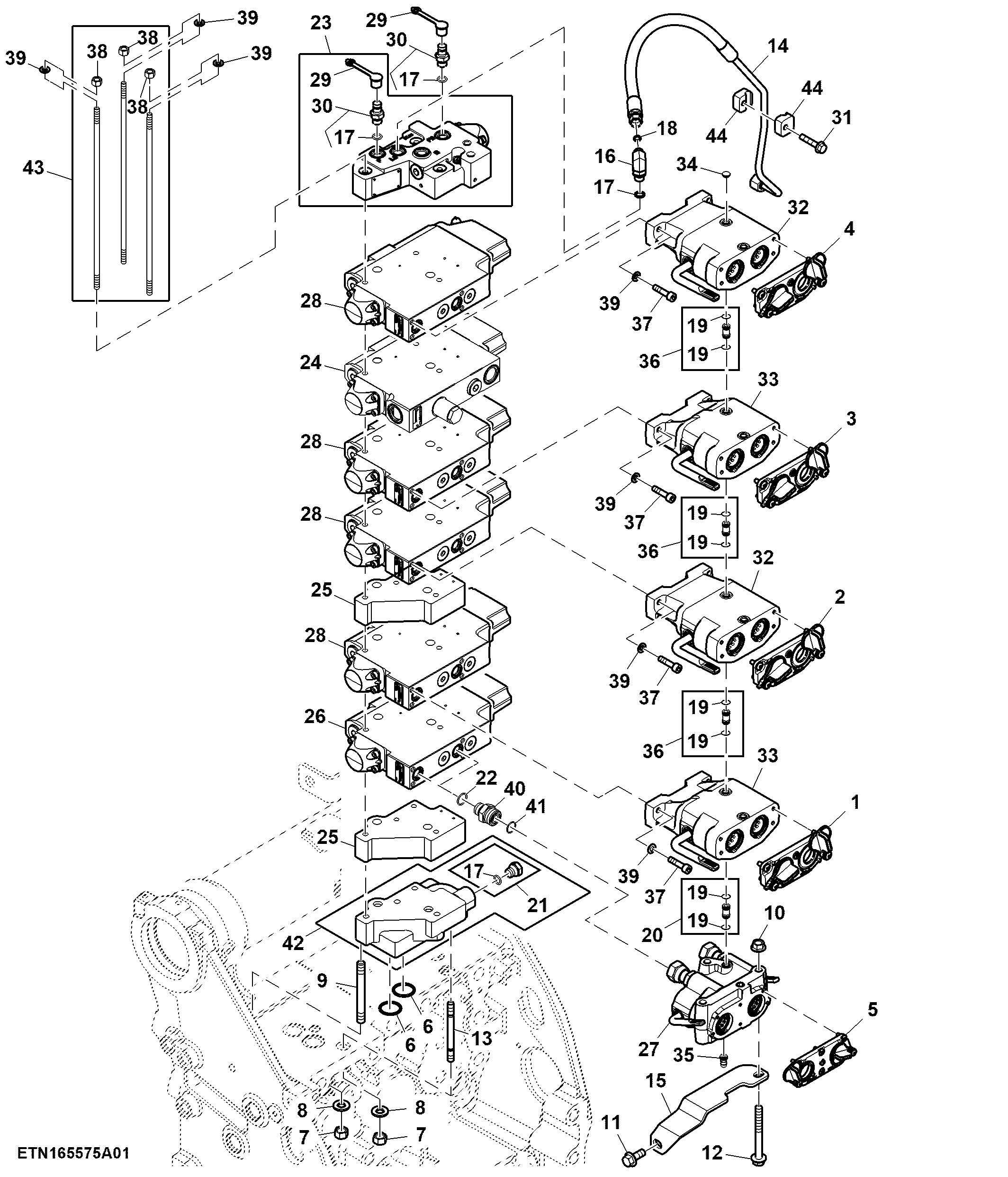Selective Control Valve, W/ Hitch, 5 Rear SCV, High Flow (120000 - )