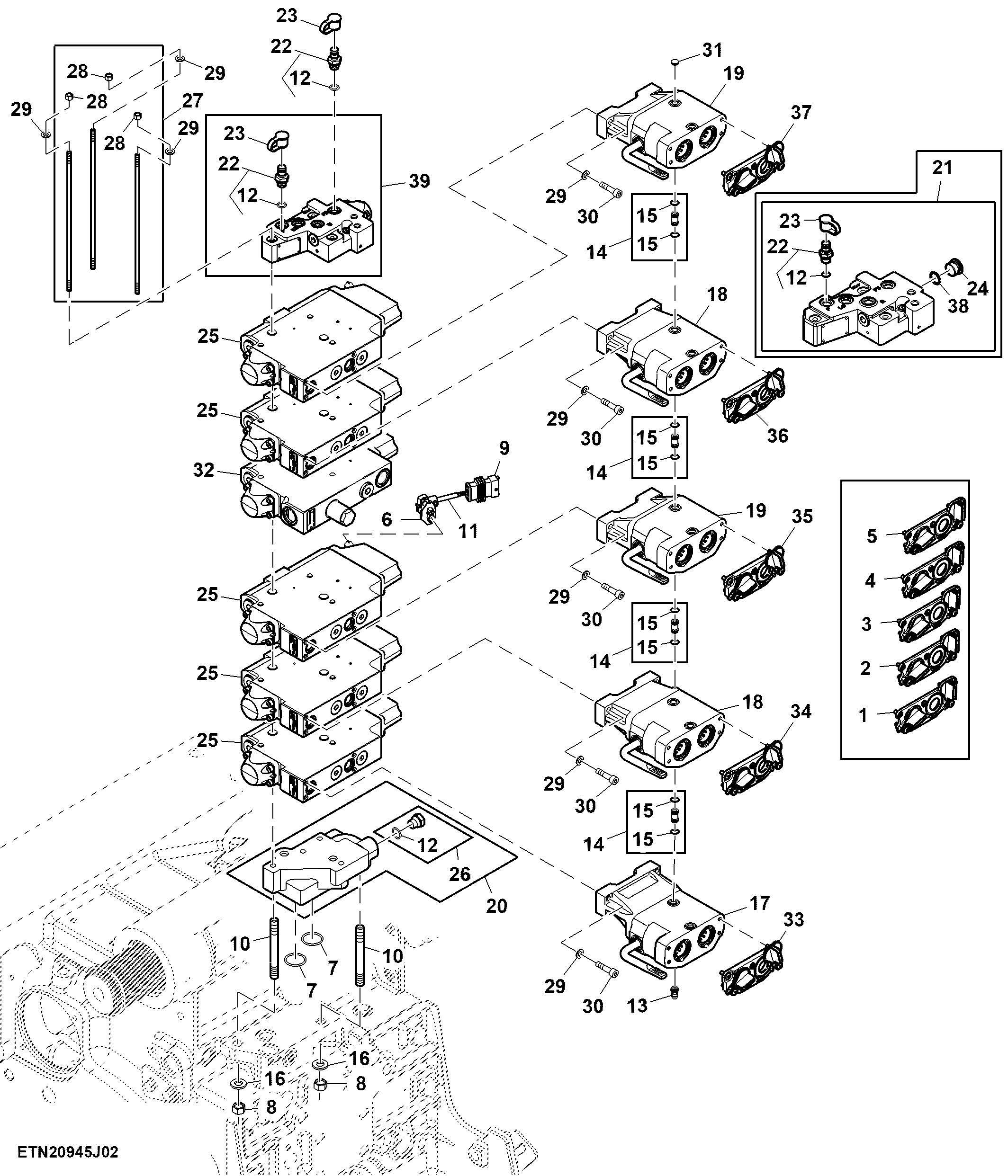 Selective Control Valve, 5 Rear SCV, W/ Hitch, Standard Flow