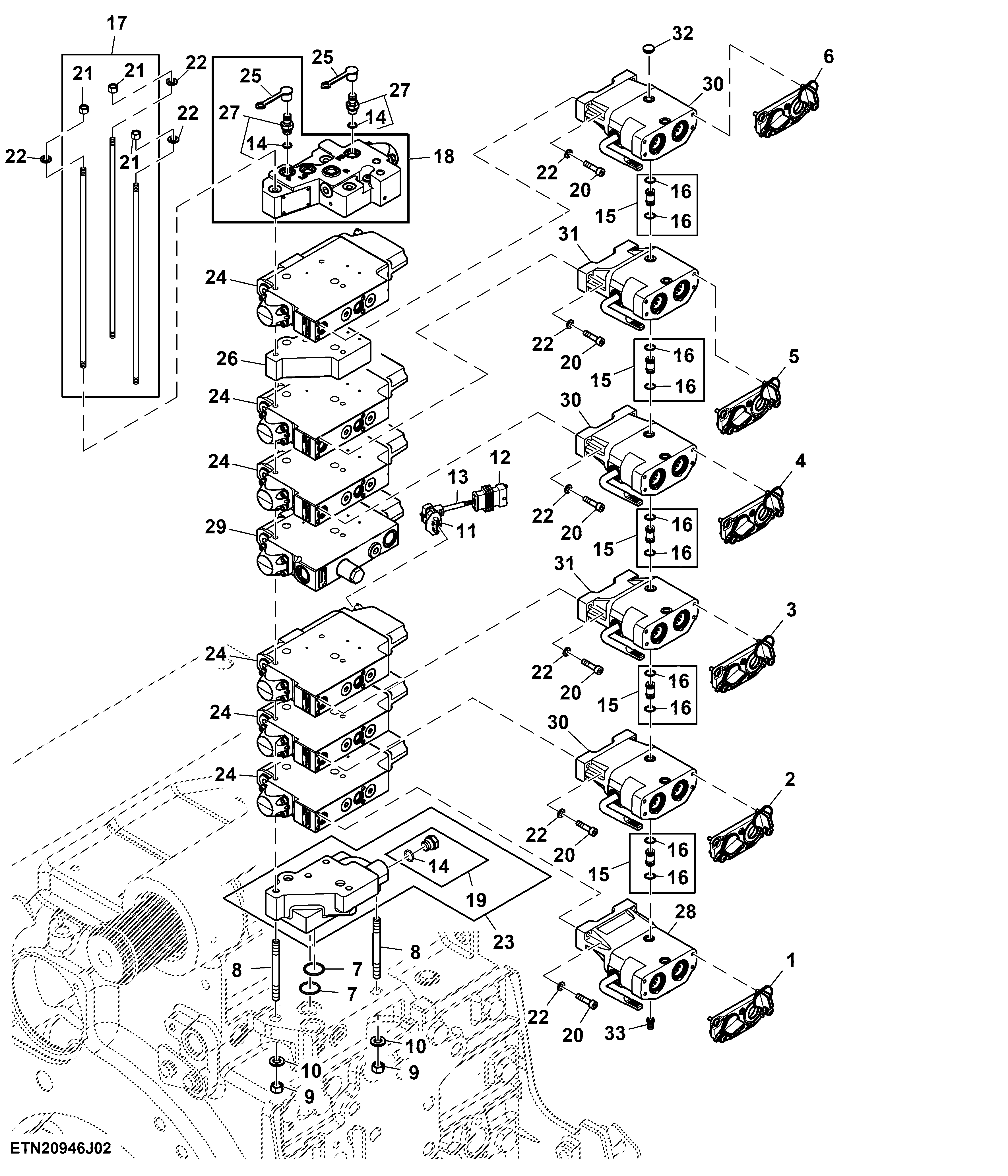Selective Control Valve, W/ Hitch, 6 Rear SCV, Standard Flow