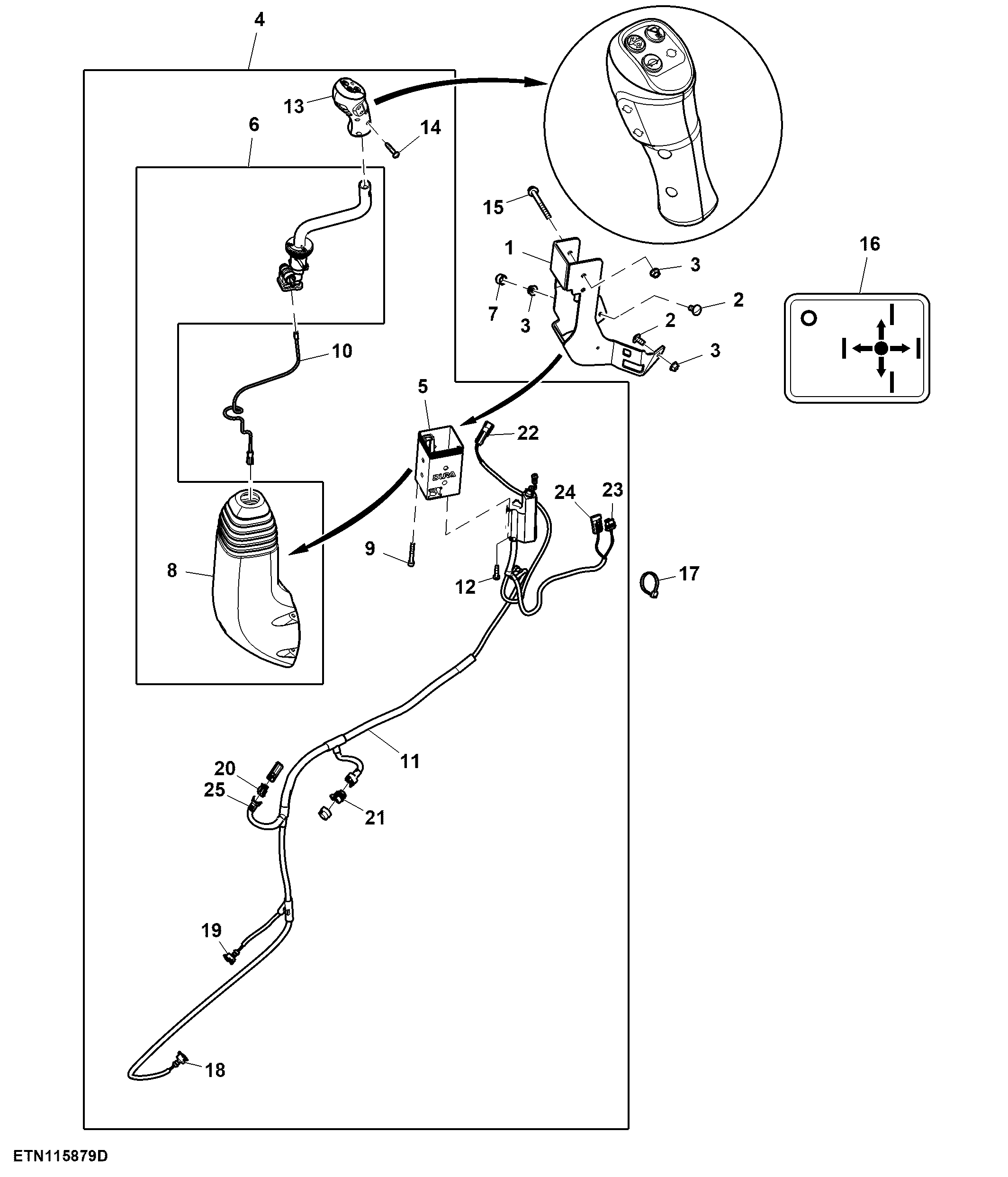 Multi Function Lever, Mechanical SCV, W/ 3-Functions, W/ Front-Loader Dampening, W/ Gear Shift Switches