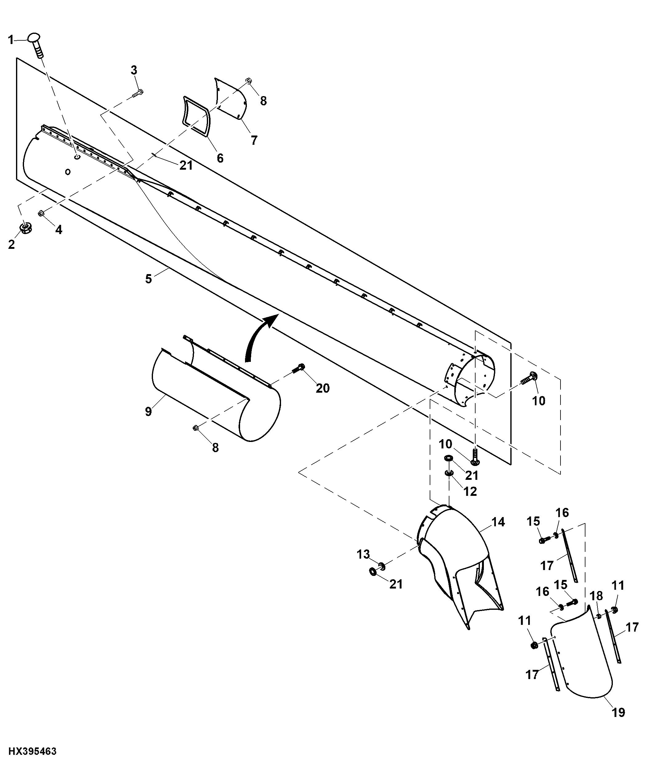 Horizontal Unloading Auger Housing, 6.6 m (21.5 ft) and 6.9 m (22.5 ft)