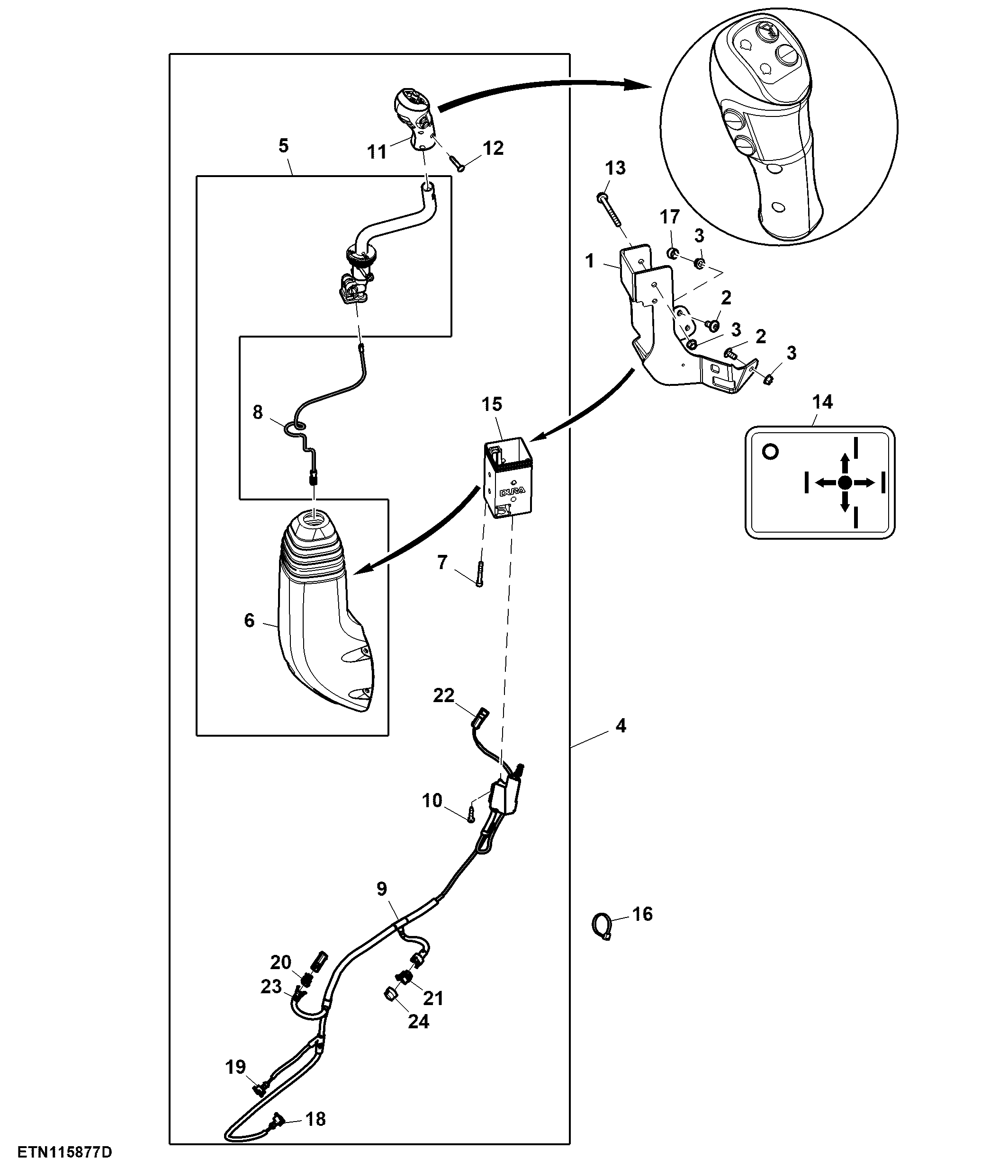 Multi-Function Lever, Mechanical SCV, W/ 3-Functions, W/ Diverter Shifting, W/ Memo Button, W/ Front-Loader Dampening