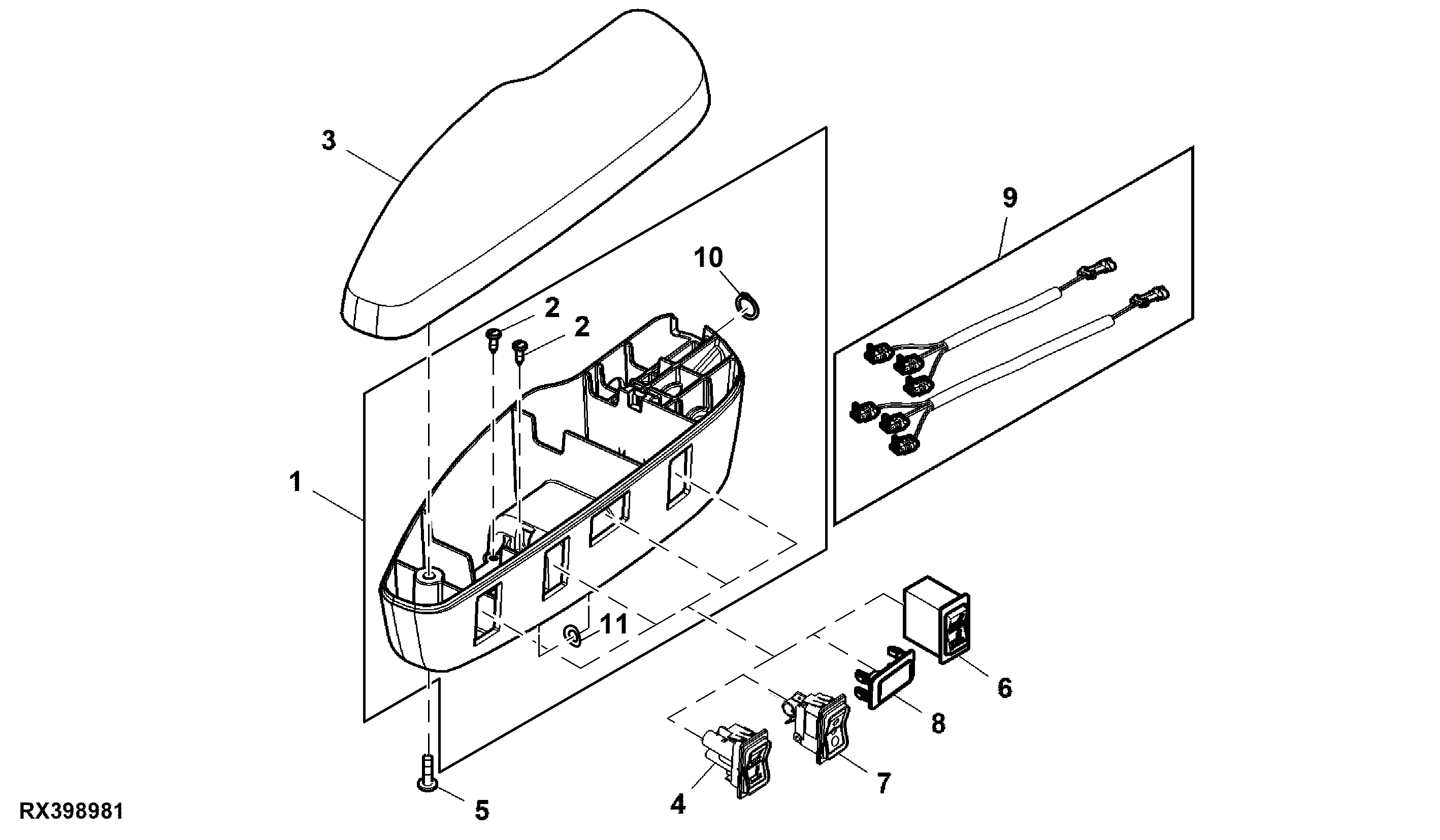 Armrest Substrate Assembly, Passive Seat, Leather