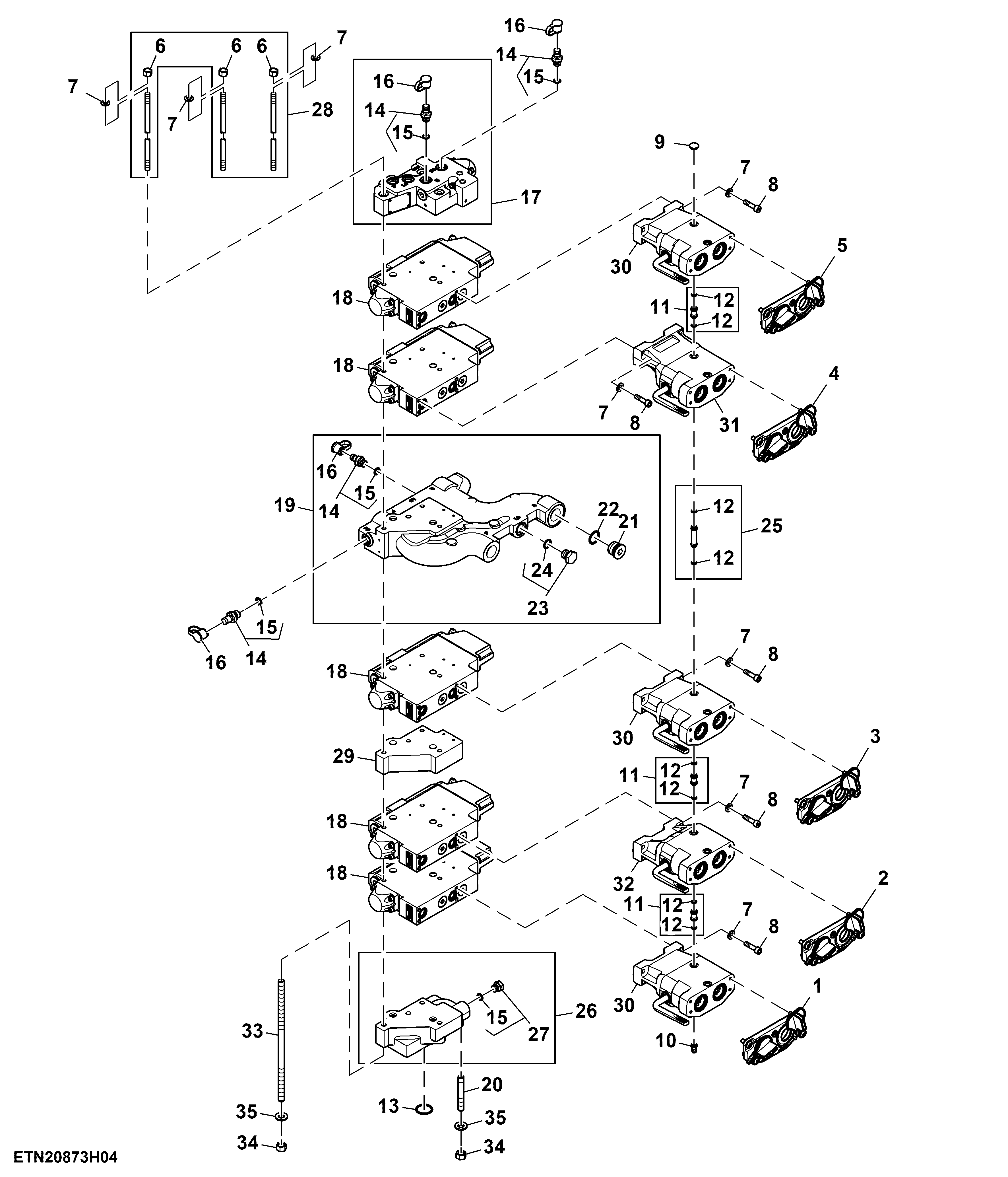 Selective Control Valve, 5 Rear SCV, High Flow, Double Reduction Axle, W/O Hitch