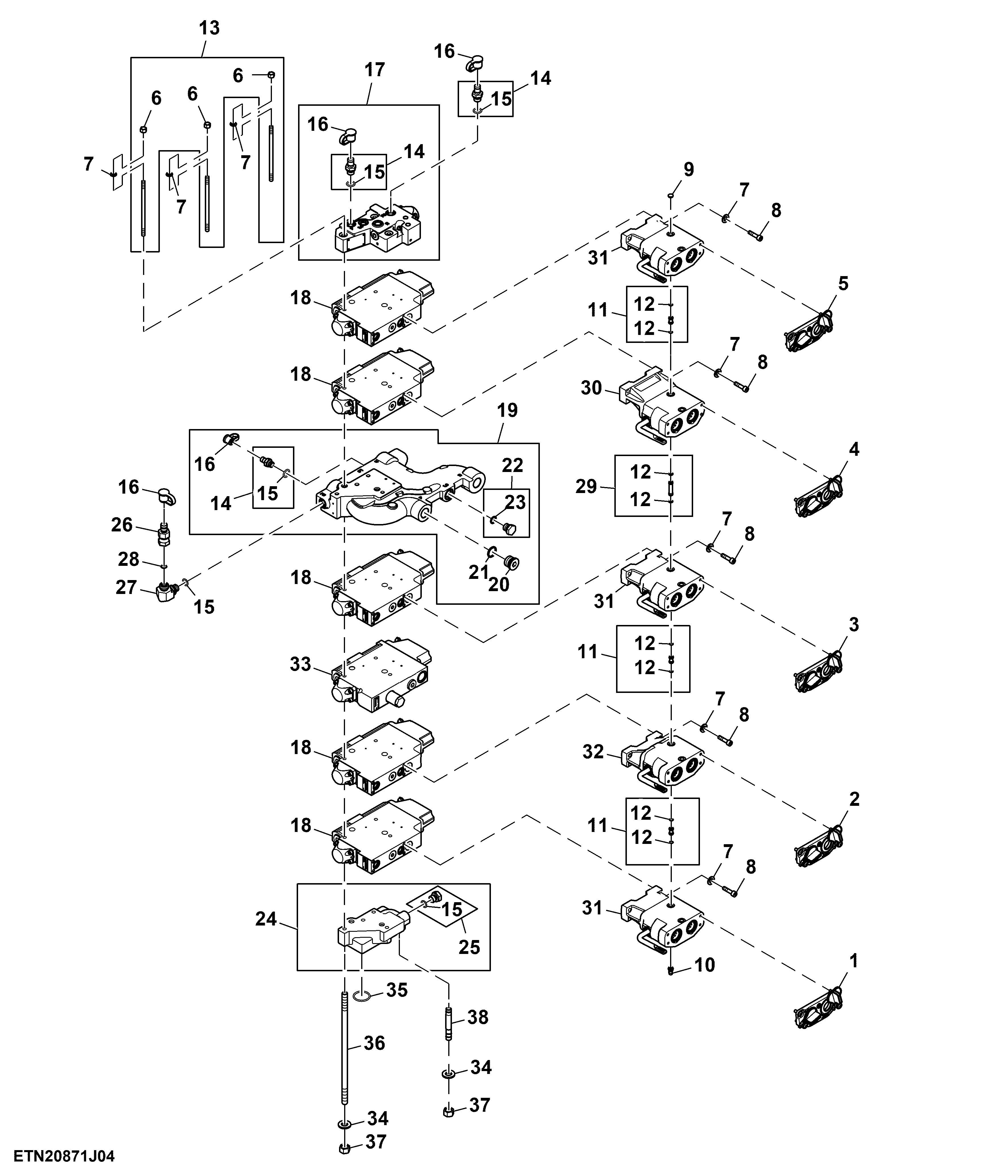 Selective Control Valve, W/ Hitch, 5 Rear SCV, High Flow, Double Reduction Axle