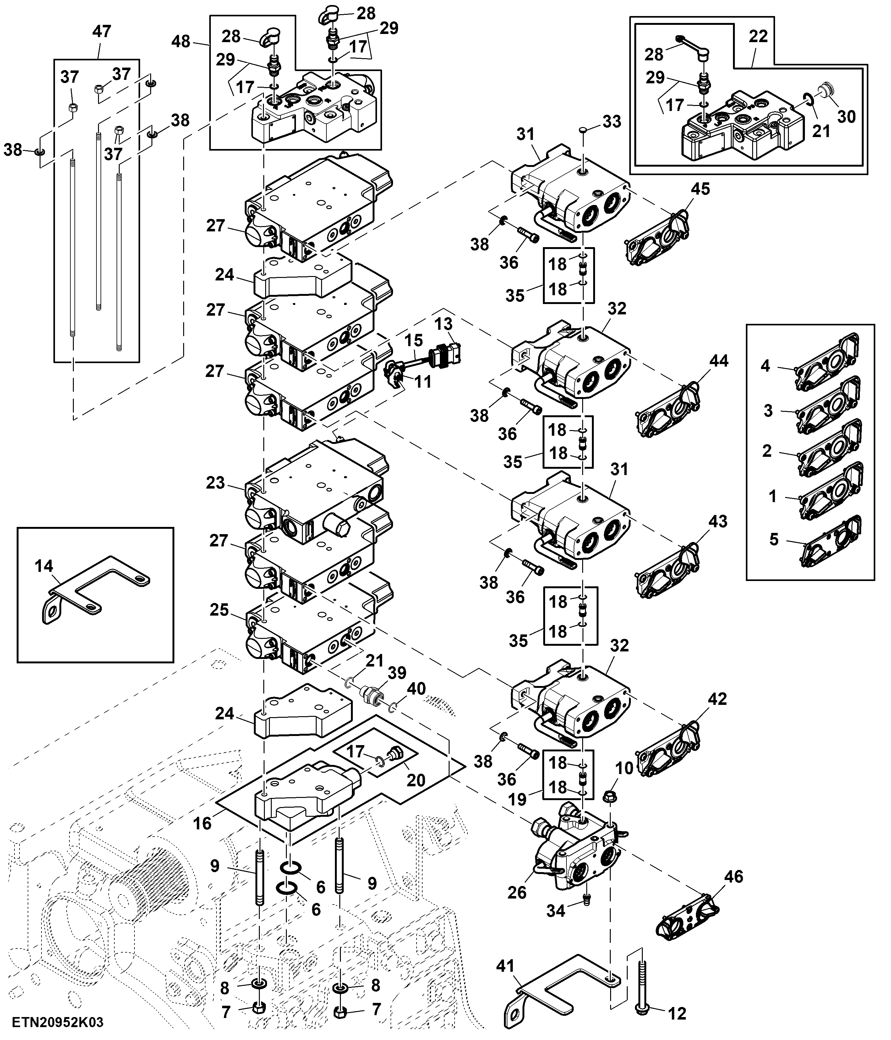 Selective Control Valve, W/ Hitch, 5 Rear SCV, High Flow