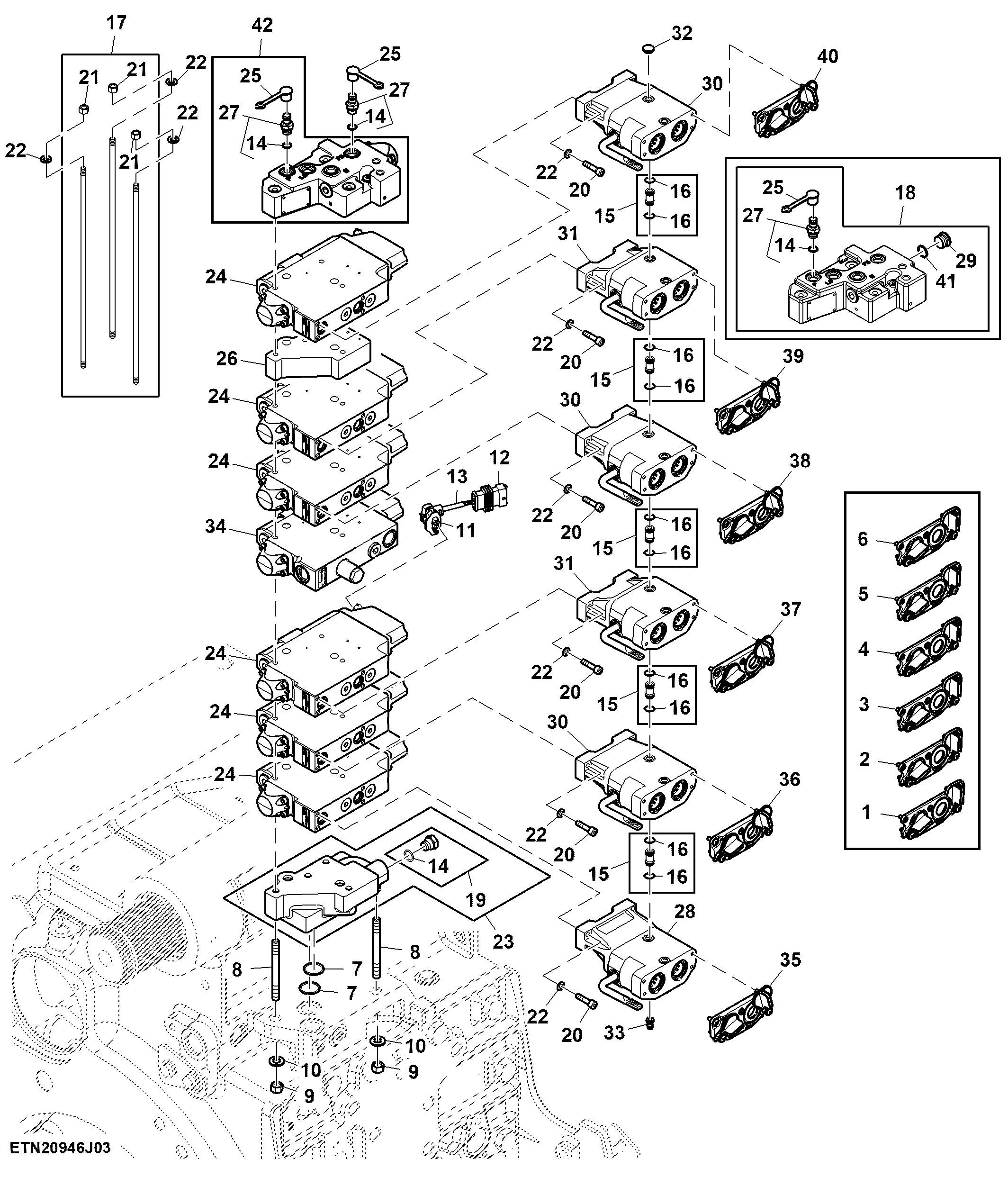 Selective Control Valve, W/ Hitch, 6 Rear SCV, Standard Flow